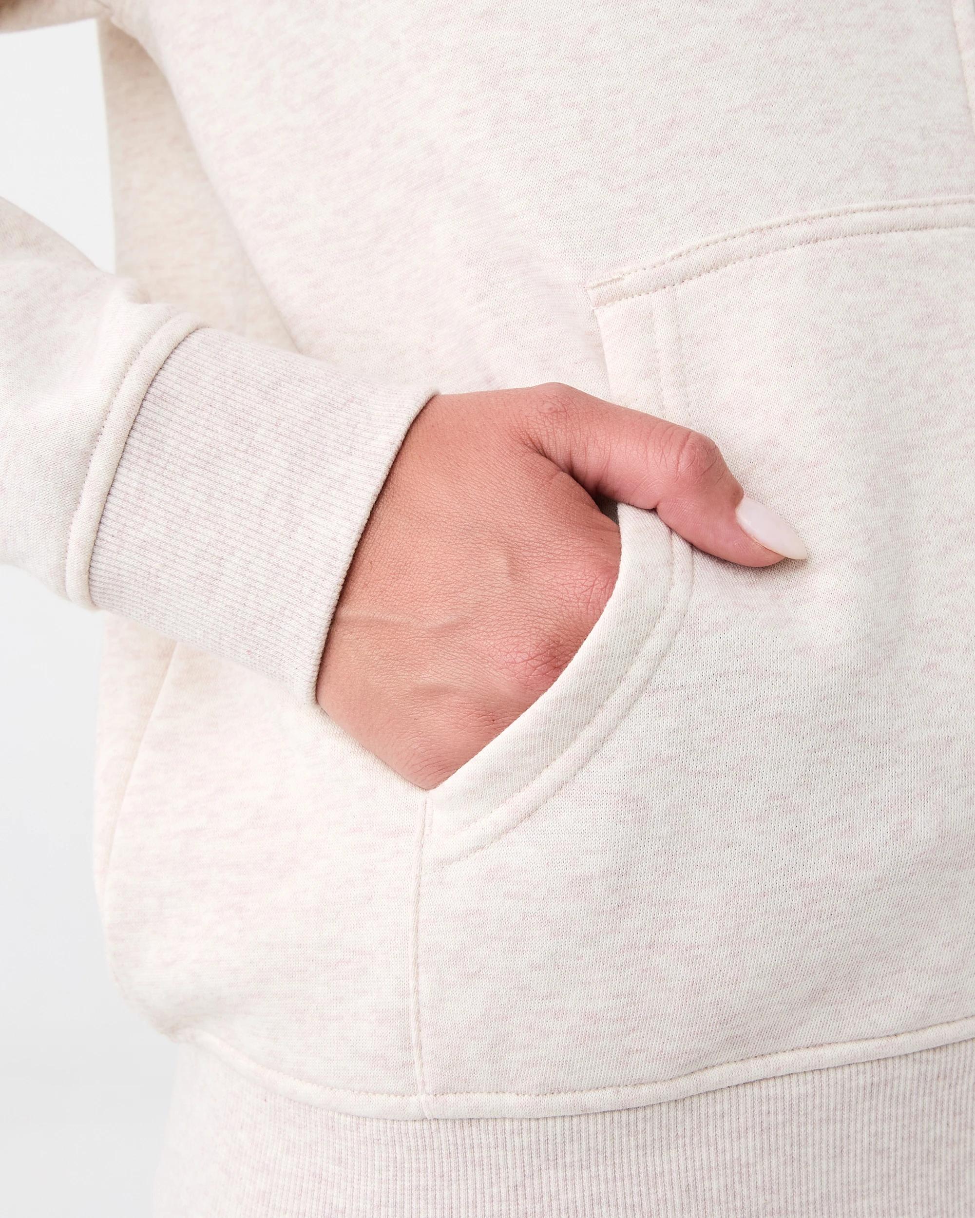 7 Active Womens Essential Zip Through Hoodie Oatmeal, 7 of 9