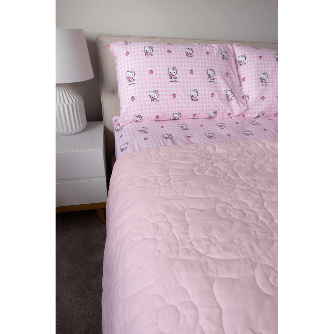 8 Hello Kitty Quilted Coverlet
 - Queen Bed
 - Pink, 8 of 8