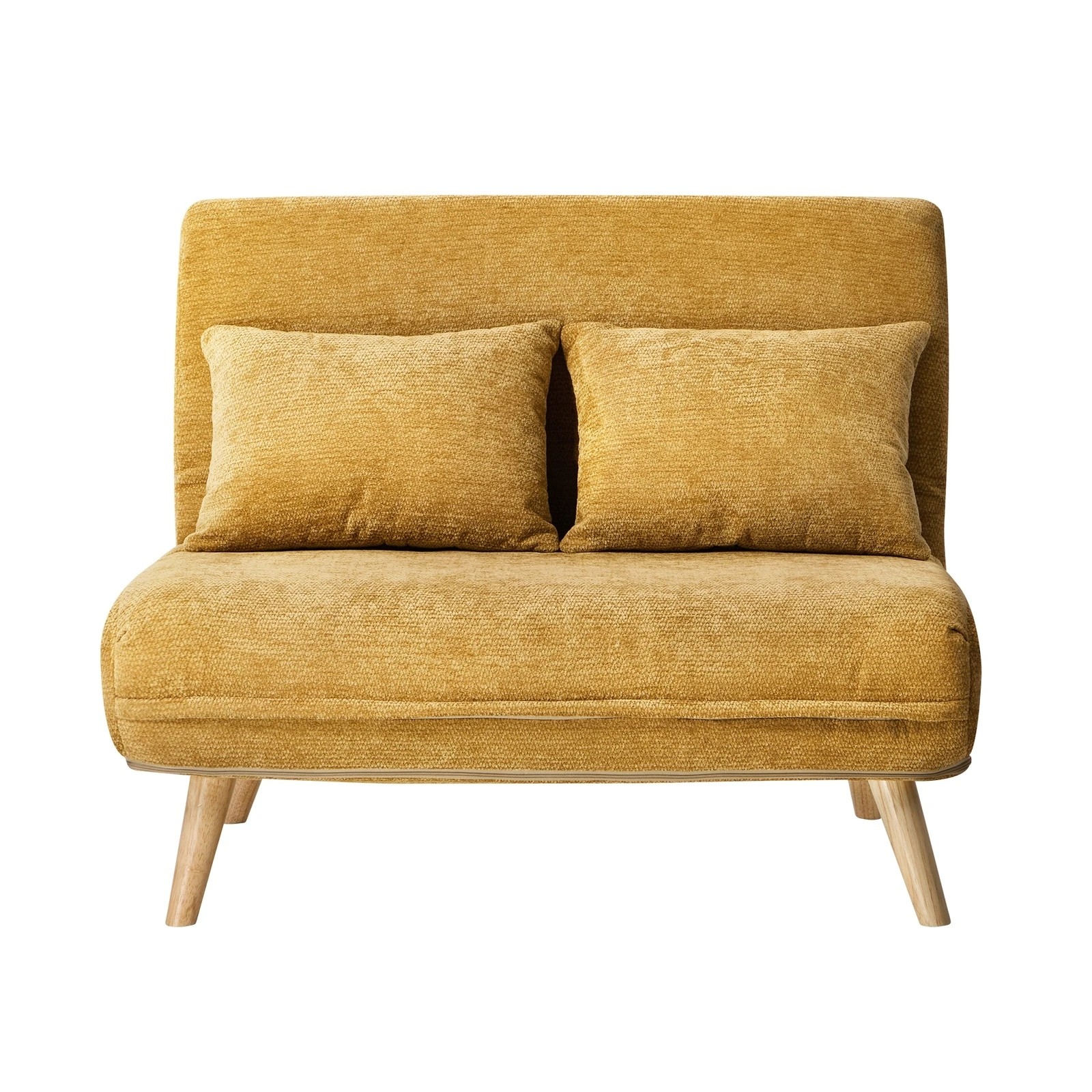 7 Oikiture Double Sofa Bed Lounge Recliner Love Seat Chenille - Yellow, 7 of 10