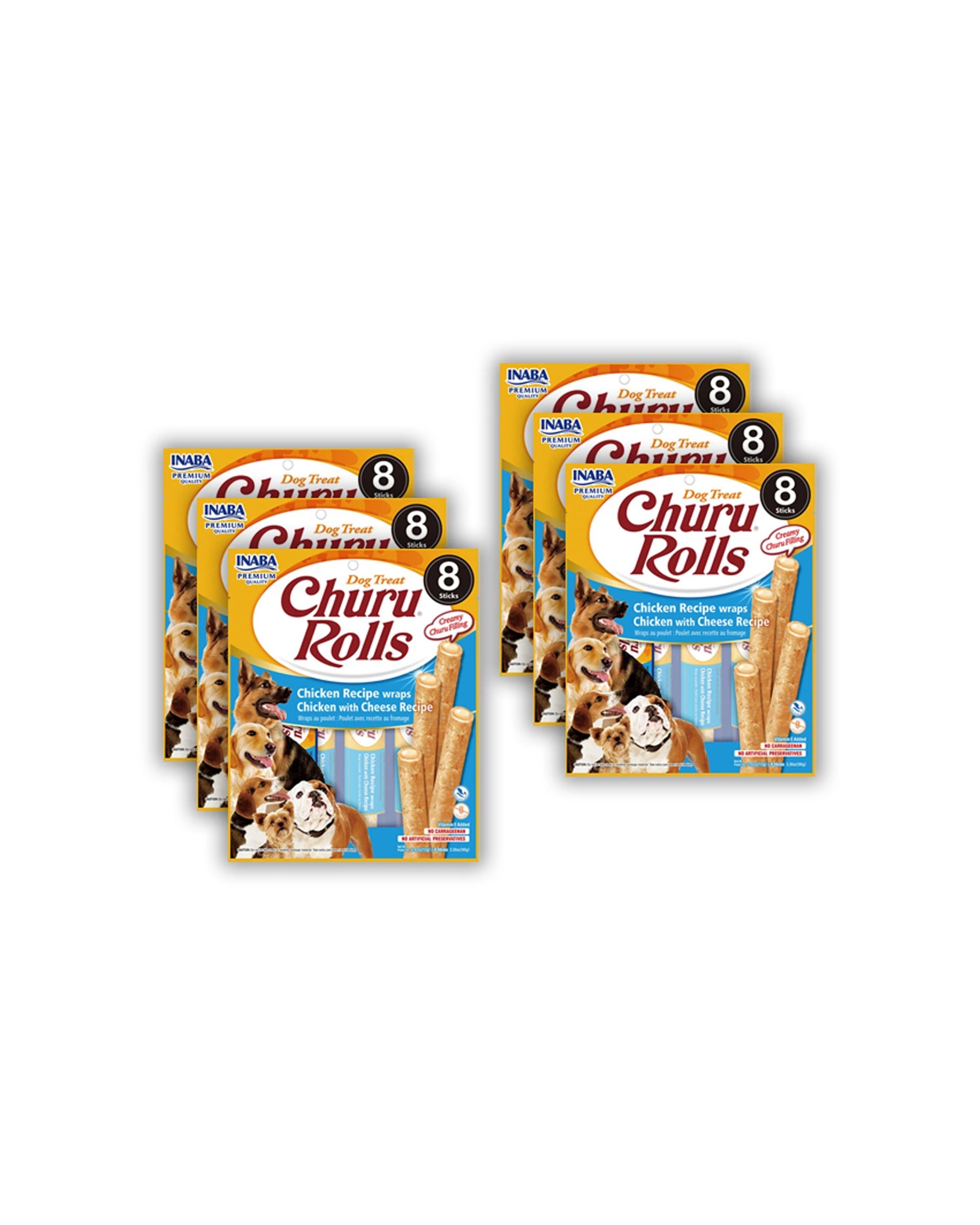 1 Inaba Pet Dog Churu Rolls Chicken Wraps 6 Pack 8 Pack 96g - Natural, 1 of 3