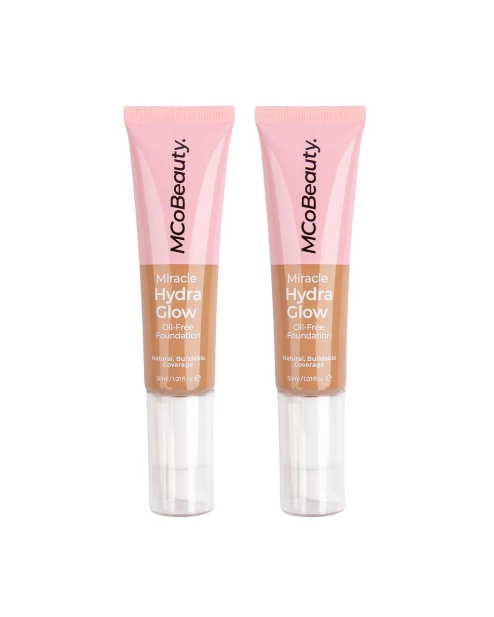 1 2 x MCoBeauty Miracle Hydro Glow Oil Free Foundation 30mL - Natural Honey - Beige, 1 of 7