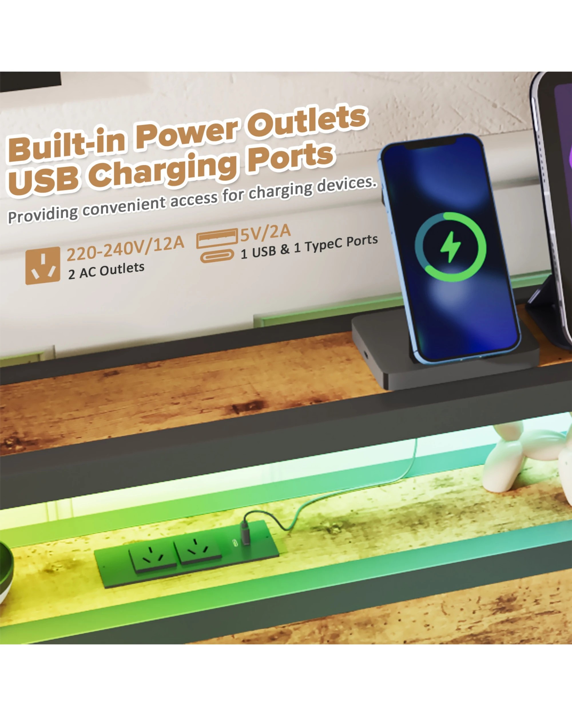 7 Advwin Double Bed Frame With Charging Station & Rgb Led Lights Storage Headboard, 7 of 9