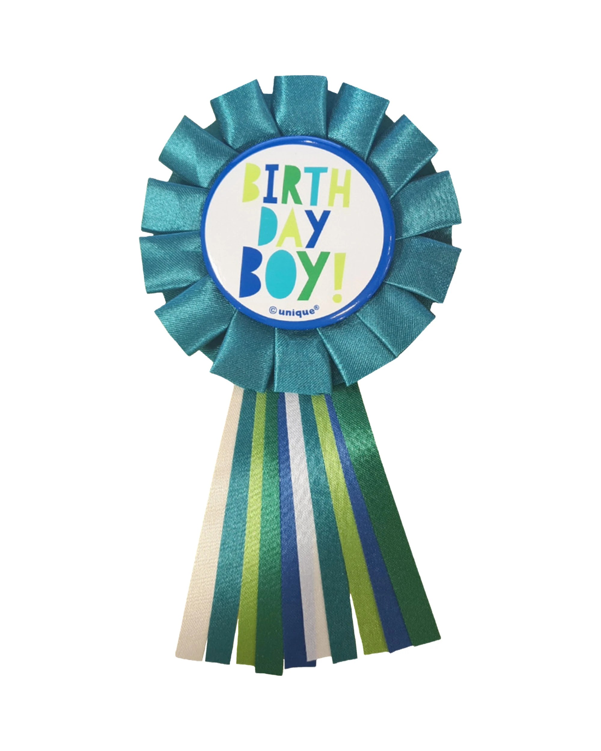 1 Meteor Birthday Boy Satin Ribbon Badge - Blue, 1 of 3