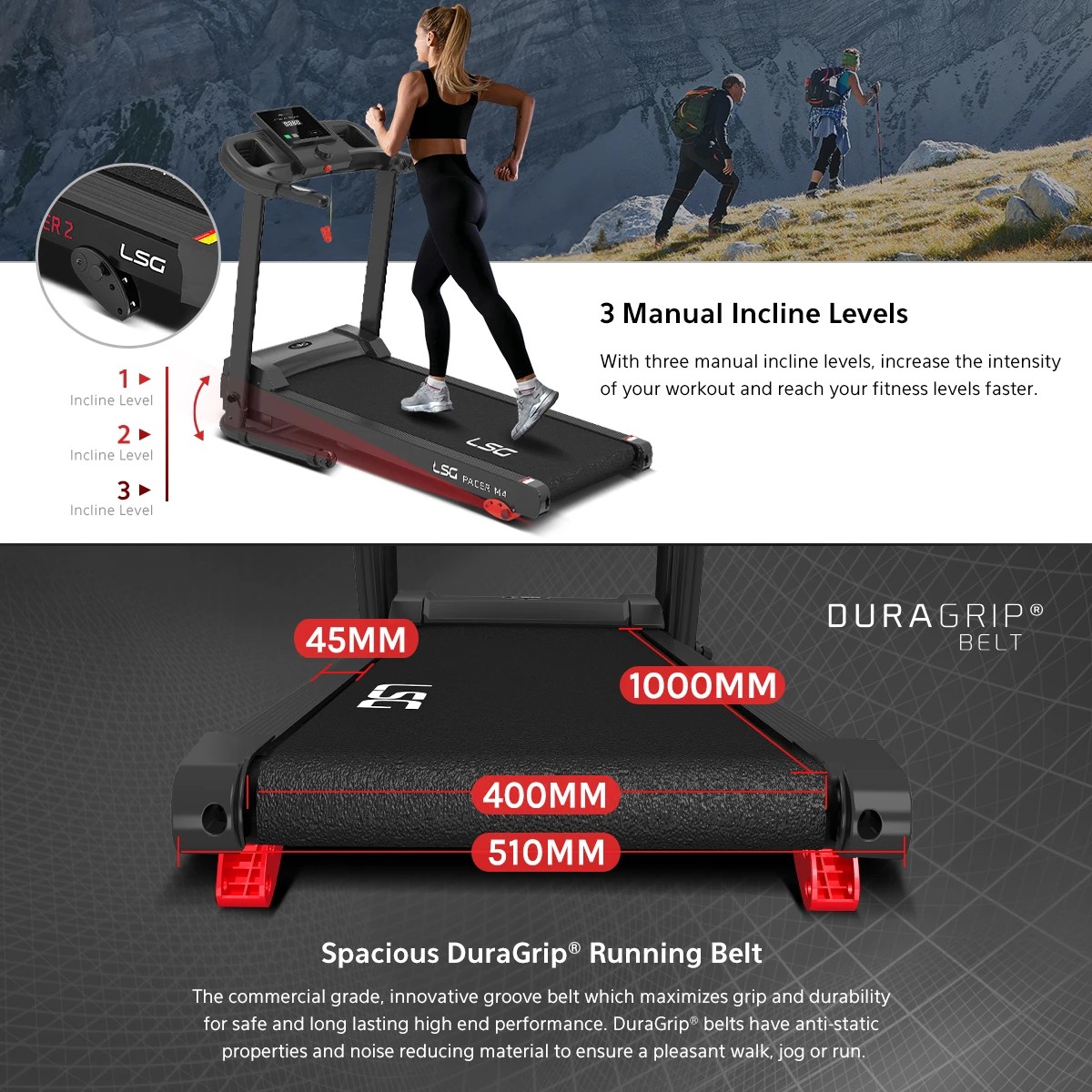 6 LSG Pacer M4 Treadmill - Black, 6 of 10