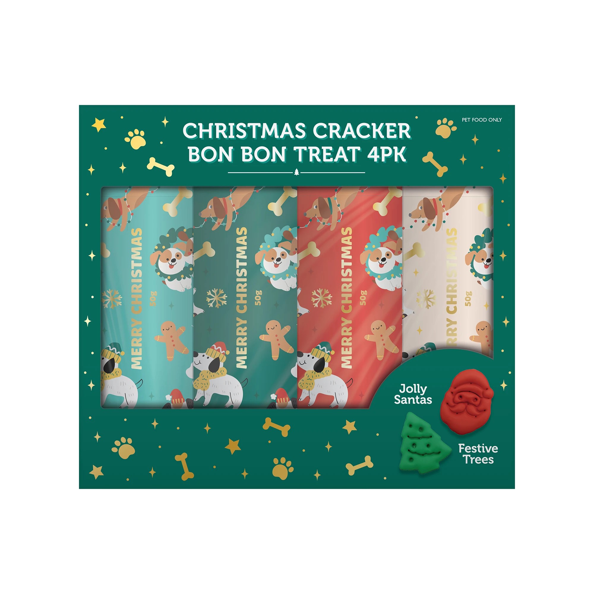 1 4 Pack Christmas Cracker Bon Bon Dog Treats, 1 of 3