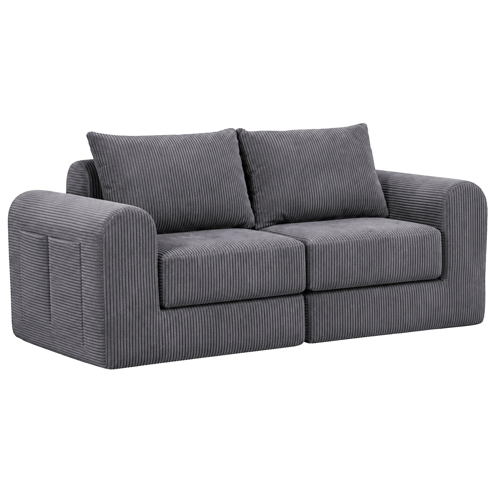1 Advwin 172cm Modular Sectional Loveseat Sofa 3 in 1 Convertible Floor Lounger Boneless Cloud Couch - Grey, 1 of 3