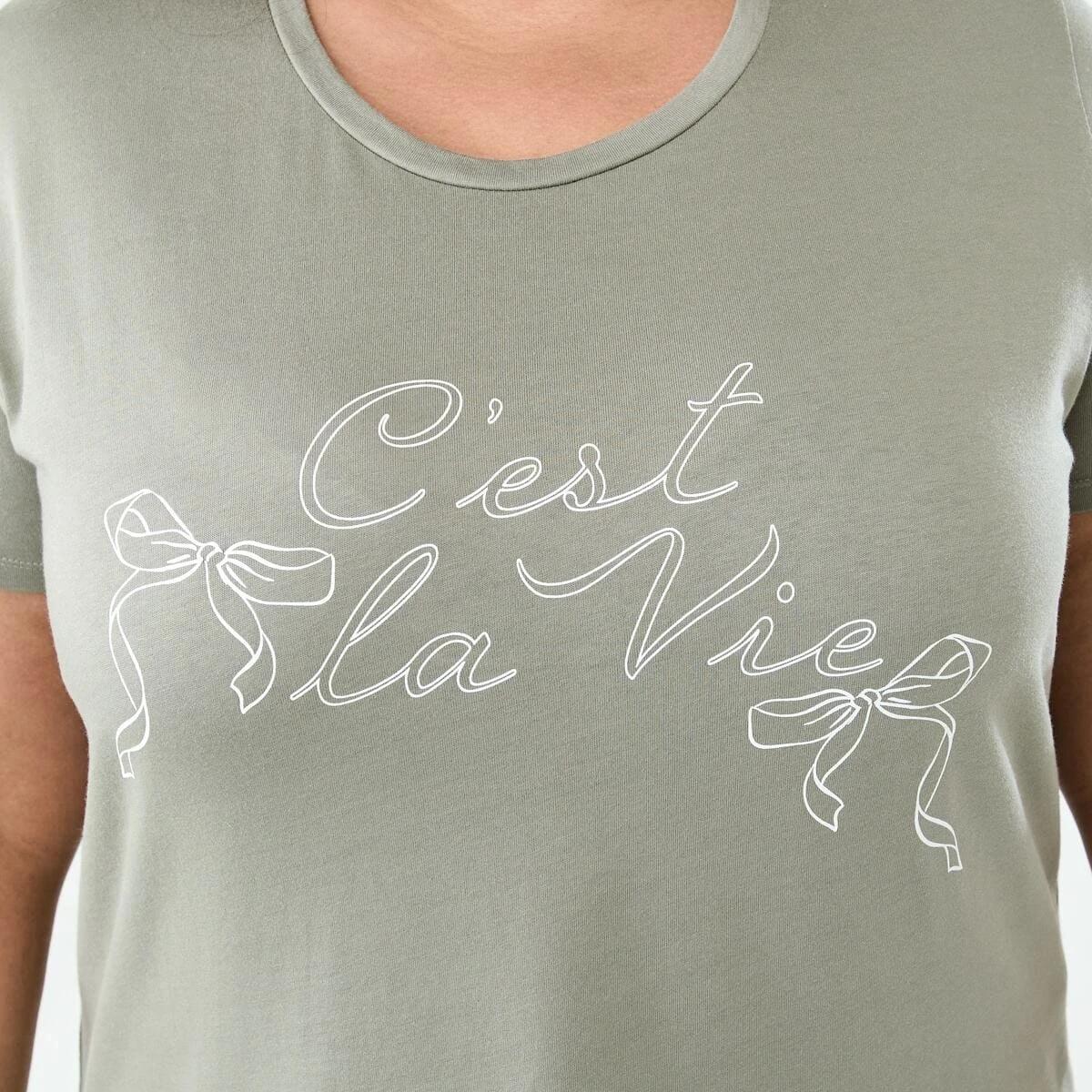 5 Curve Short Sleeve Basic Print T-shirt Cest La Vi, 5 of 5