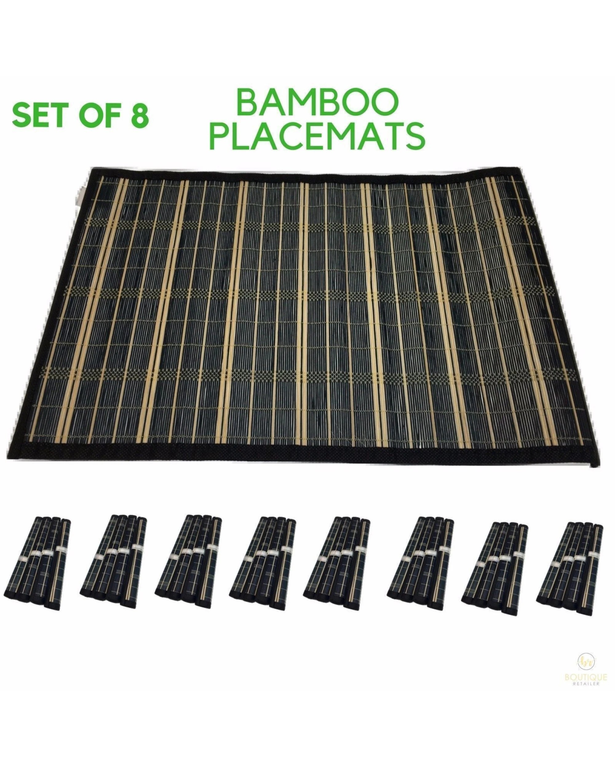 4 BR Home Set of 8 Bamboo Placemats for Dinner Table Decor, 4 of 6
