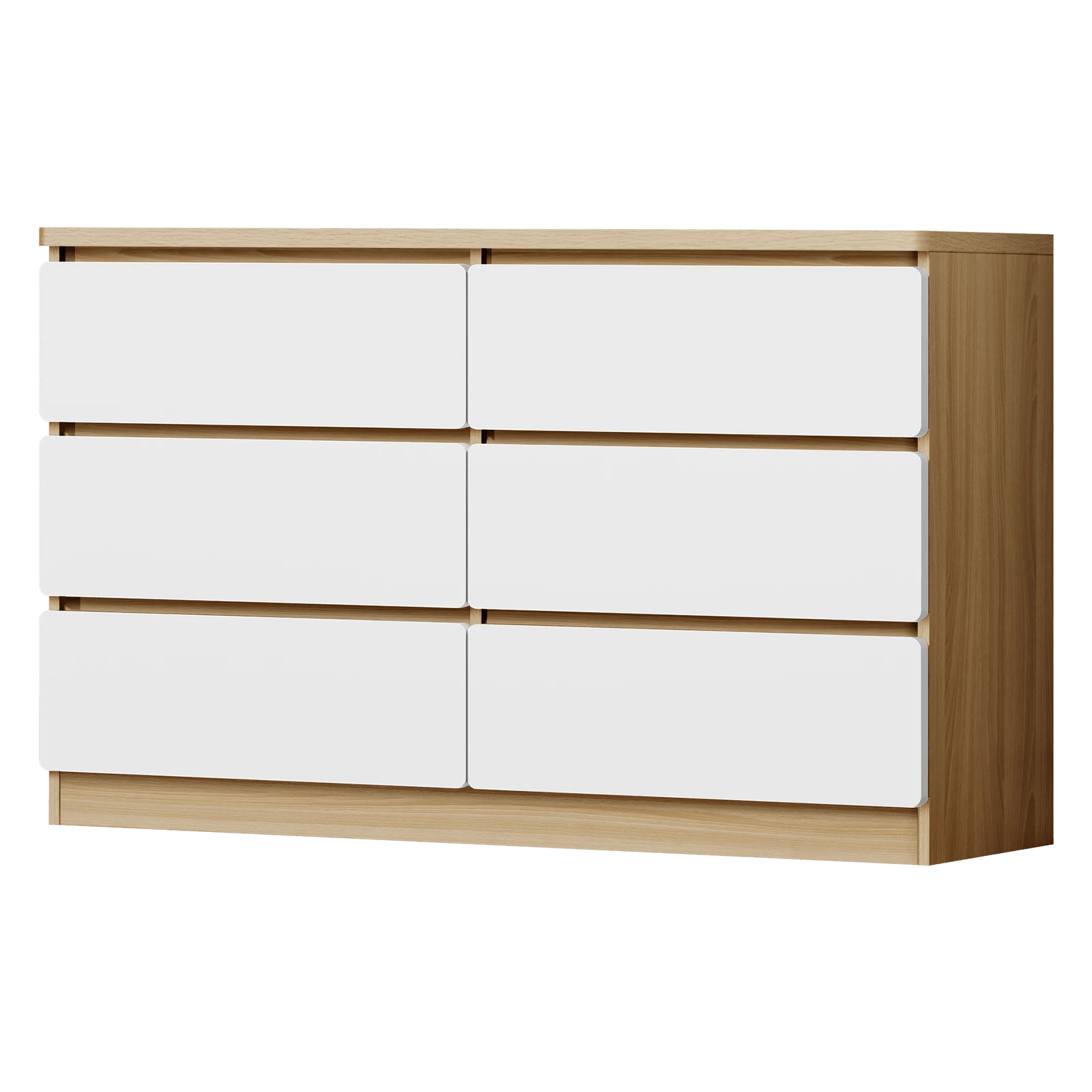 1 Alfordson 6 Chest of Drawers Minimalist Storage Cabinet Dresser - Oak, 1 of 10