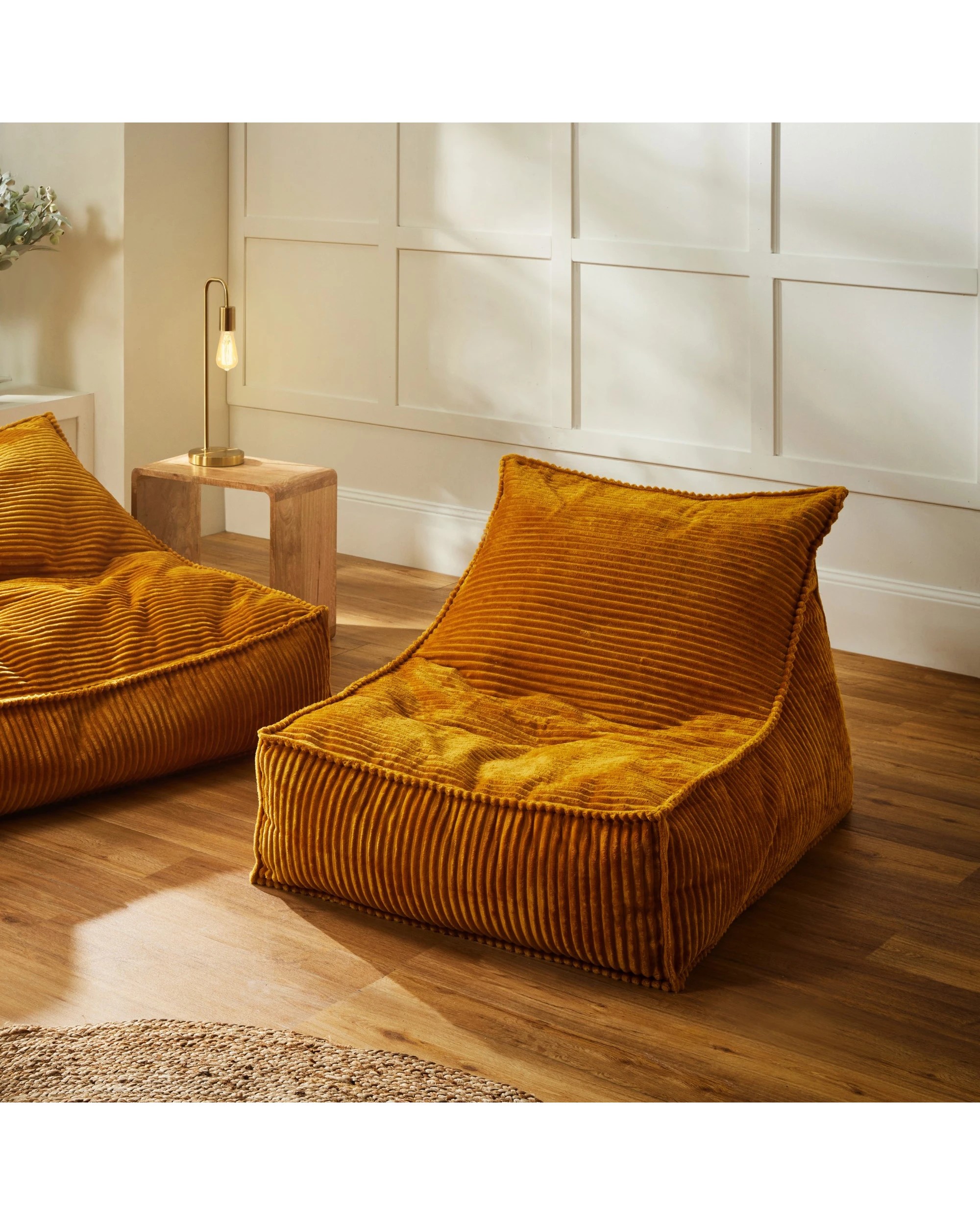 1 Cadence & Co. Wilde Ribbed Luxe Fleece Bean Bag Lounge Cover - Mustard, 1 of 7