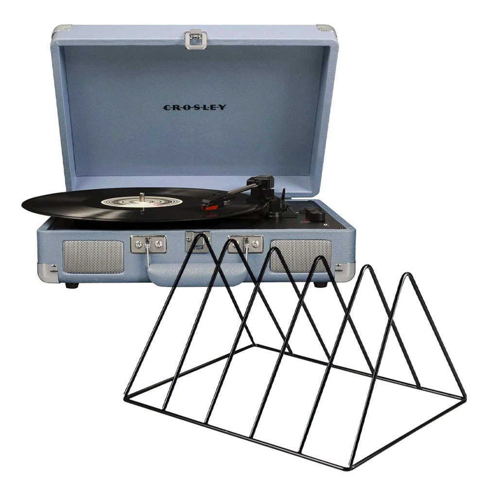 1 Crosley Cruiser Bluetooth Portable Turntable - Turquoise + Gadhouse Vinyl Rack Bundle - Black - Assorted, 1 of 5
