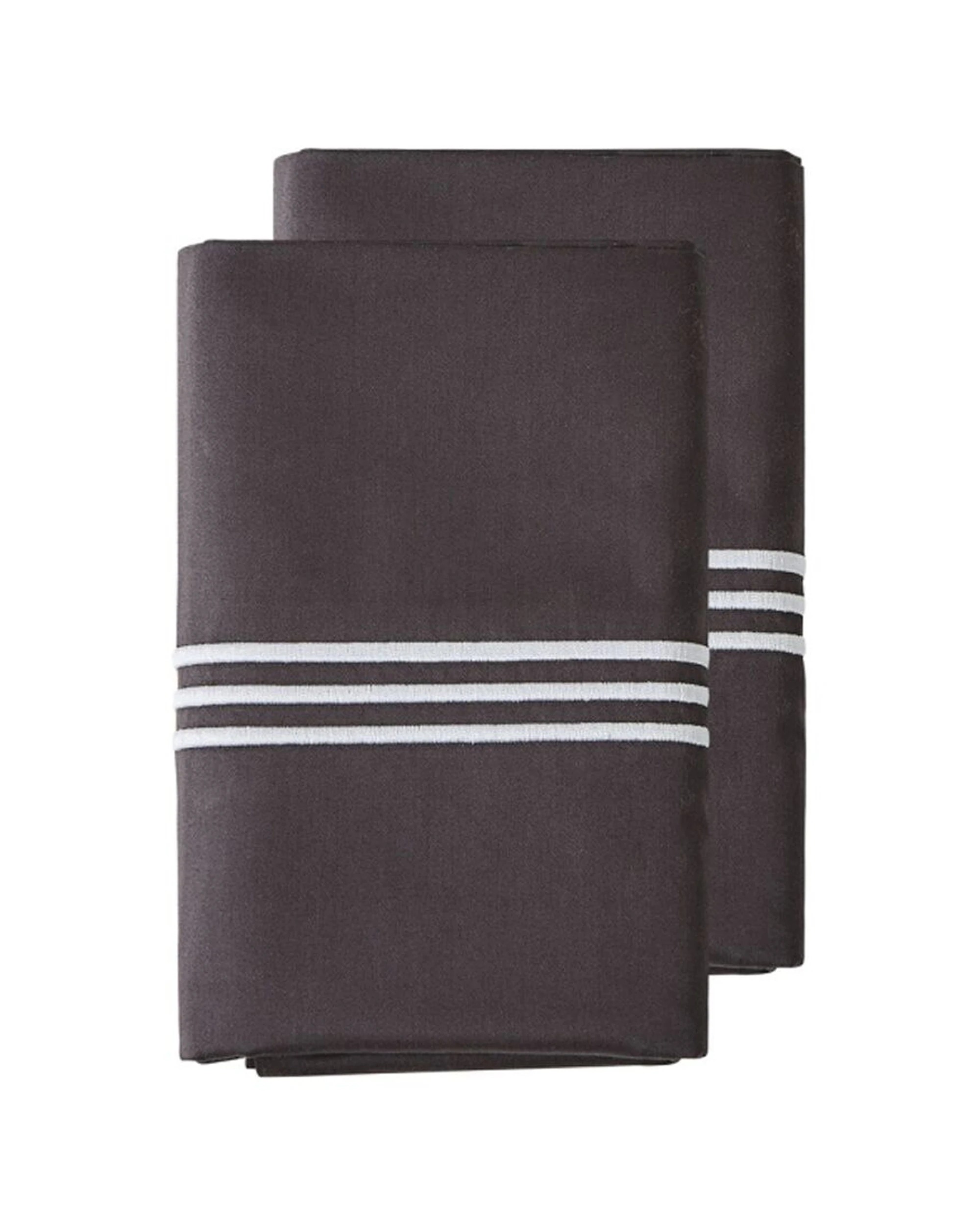 2 Grosvenor House 2x 2pc 500TC Hotel Embroidered Standard Pillowcase With White - Charcoal, 2 of 3