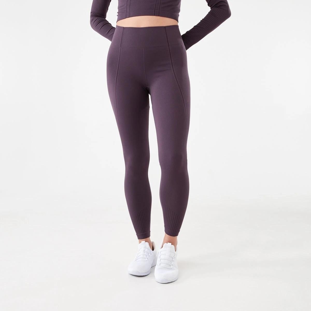1 Active Womens Seamfree Ribbed Panel Leggings Pur Raisin, 1 of 5