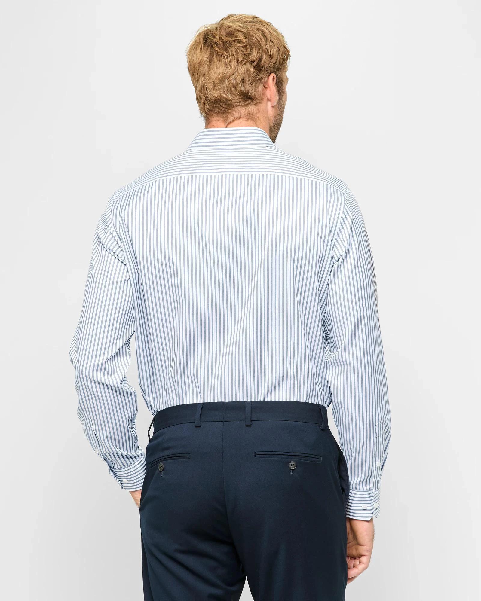 4 Preview Non Iron Long Sleeve Business Shirt BLUE / STRIPE, 4 of 9