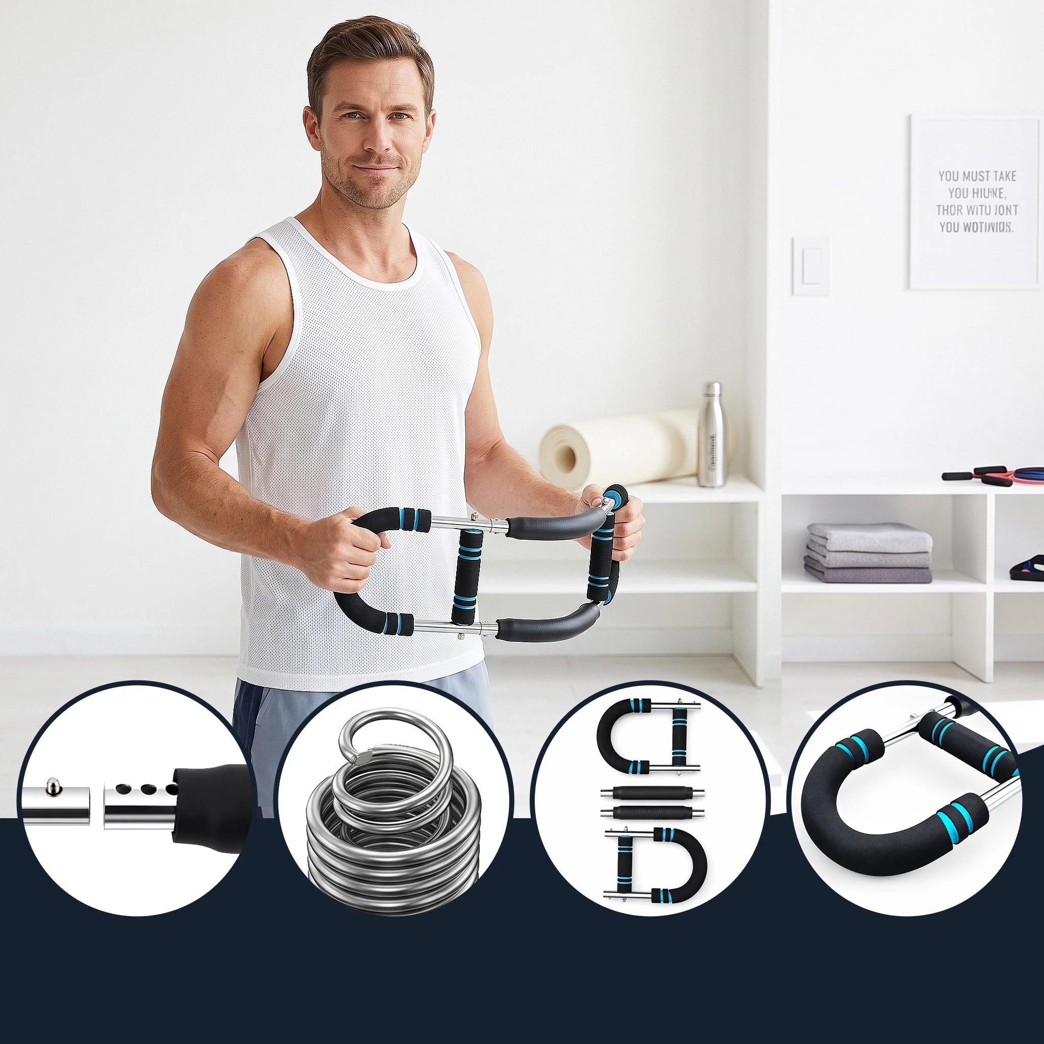 5 Everfit Twister Arm Exerciser Chest Trainer 27-41 kg Resistance U-Shape - Multi, 5 of 9