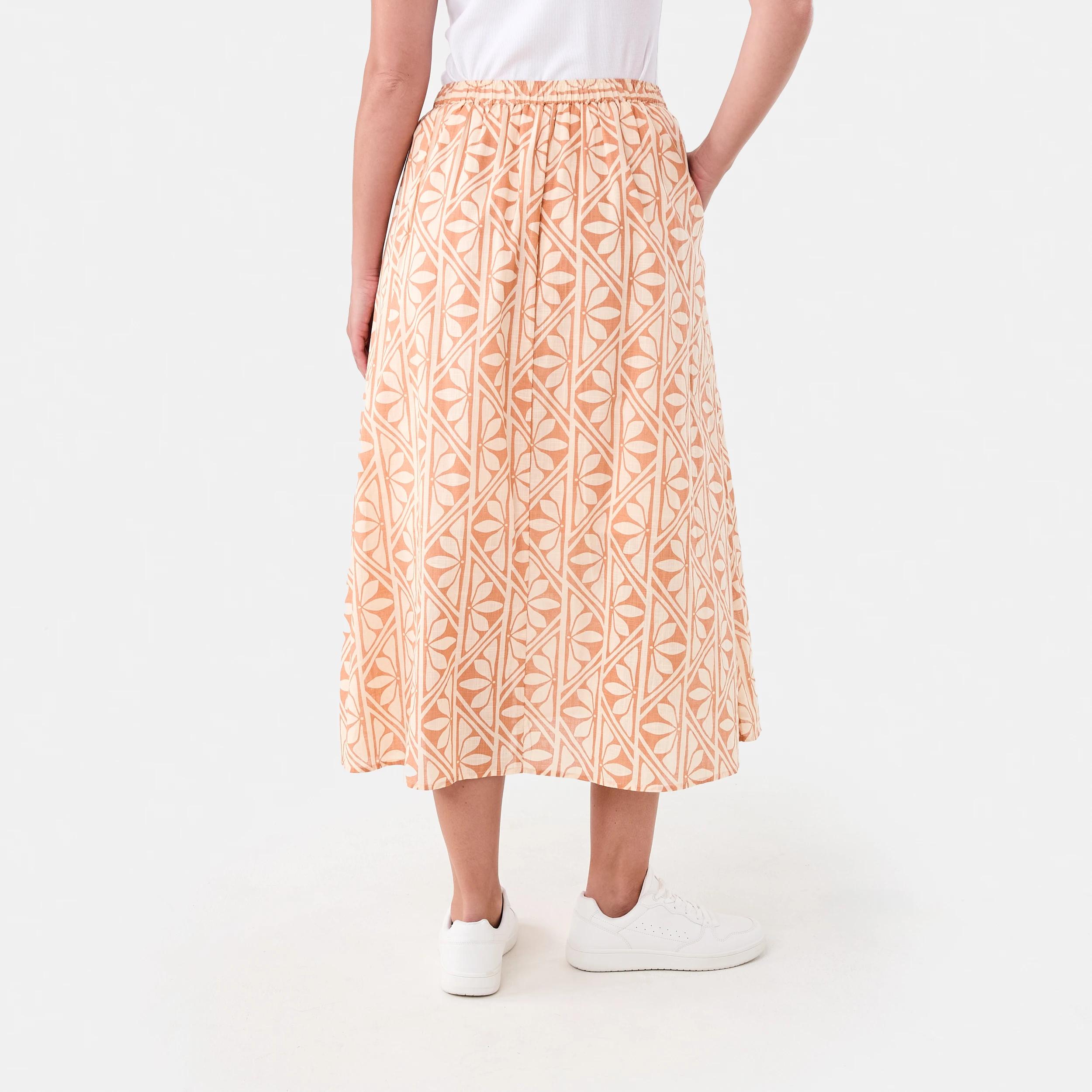 3 Printed A-line Maxi Skirt FLORAL TILE PALE TANGERINE, 3 of 5
