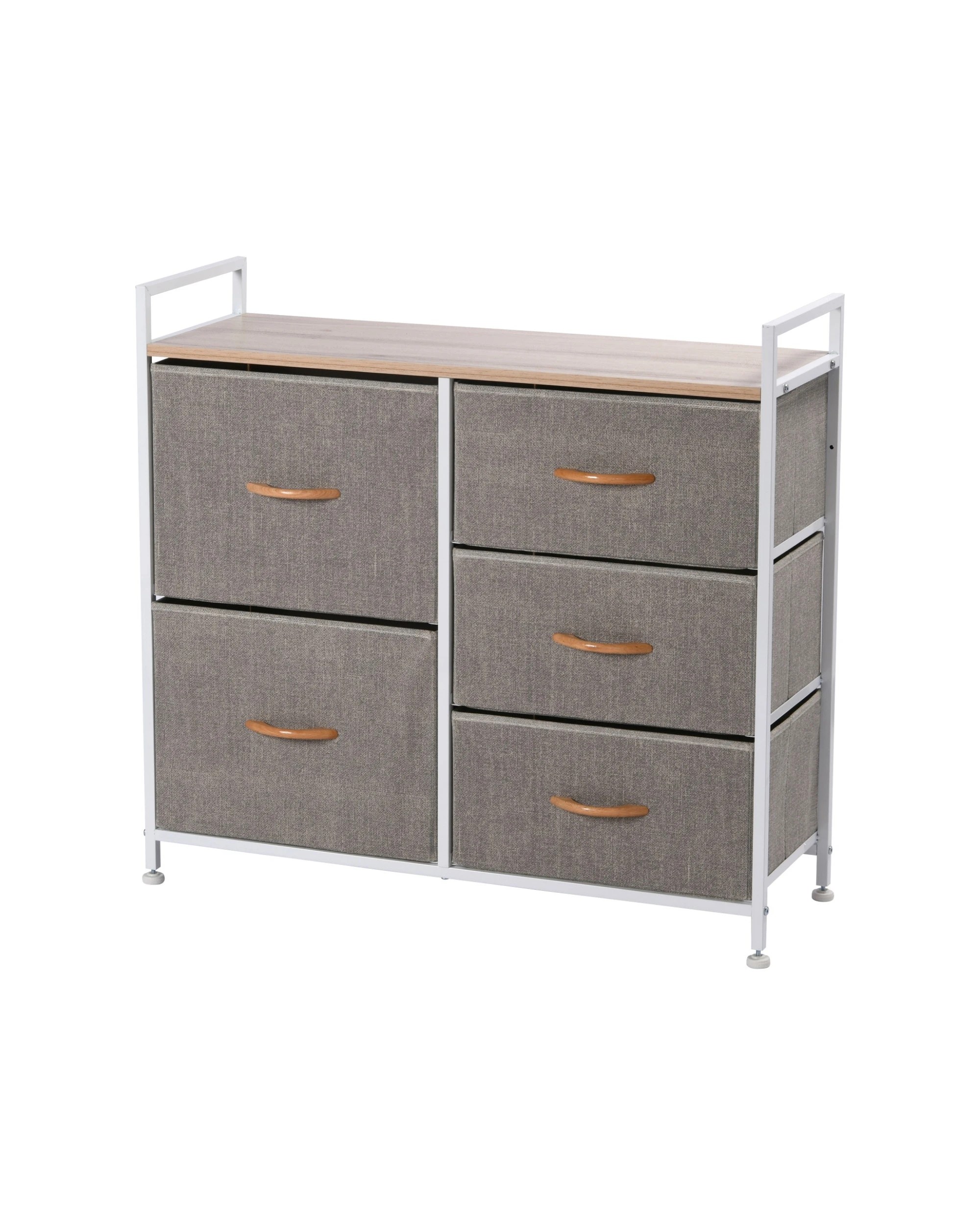 1 Sherwood Luna 5 Drawer Fabric Home Storage Dresser - Cream, 1 of 7