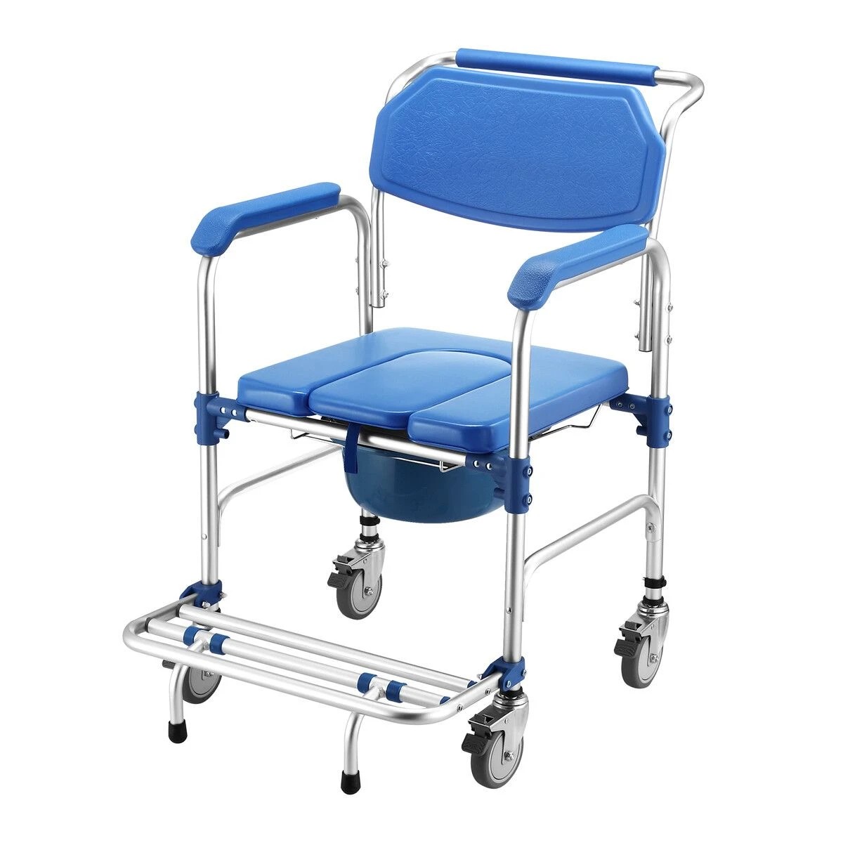 1 Ausway Commode Shower Chair Toilet Seat Wheelchair, 1 of 4
