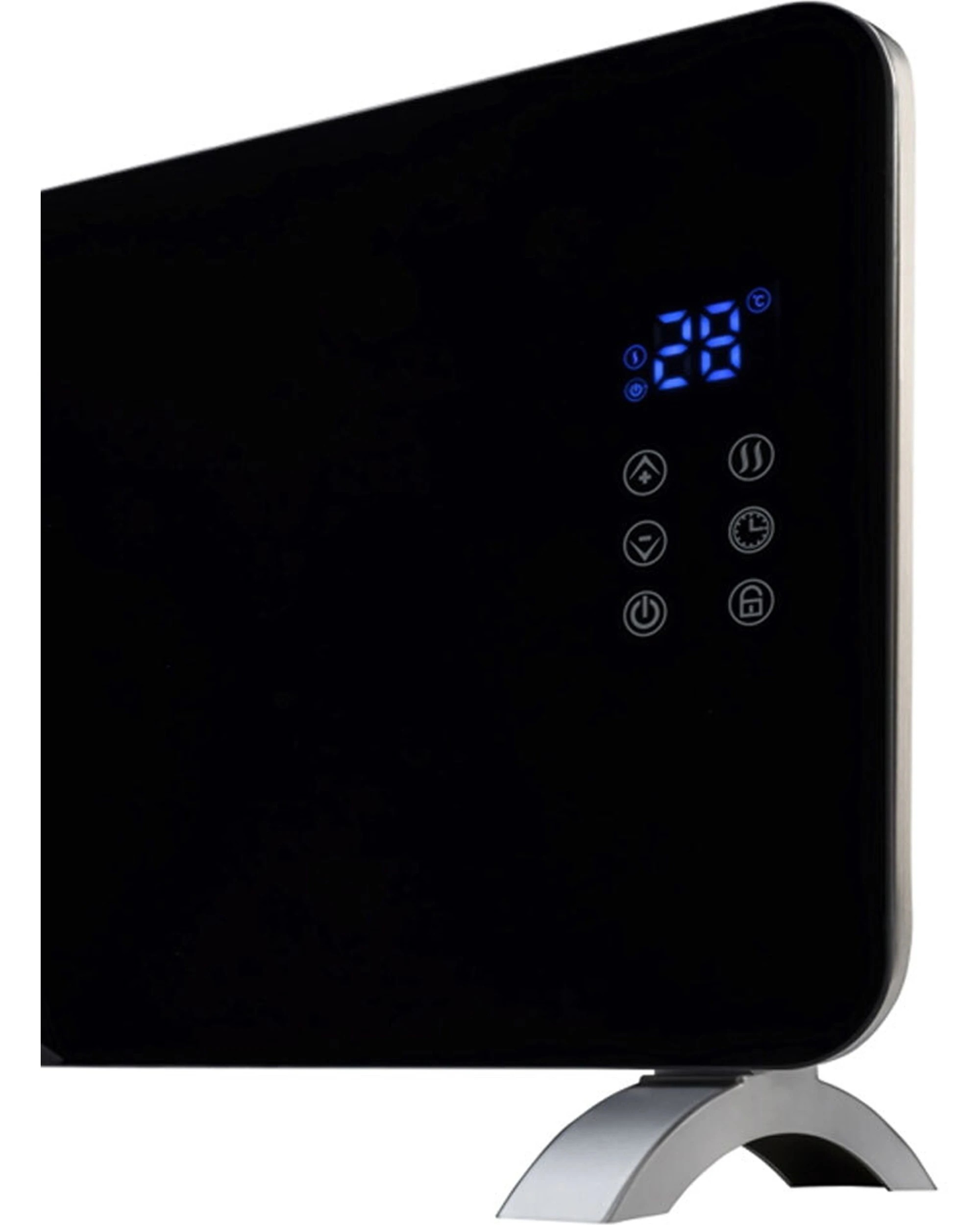 2 Goldair 76cm 1500W Platinum Smart Glass Convector Panel Heater With Wi-Fi - Black, 2 of 3