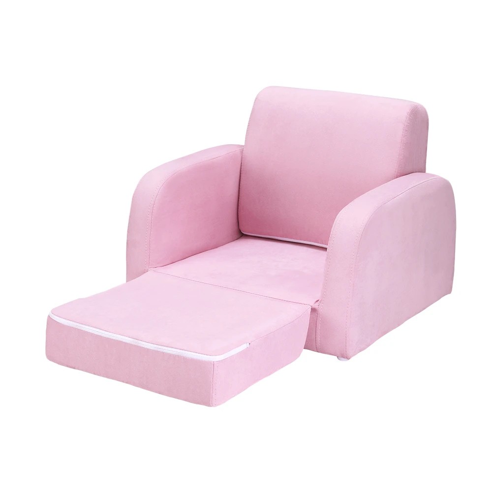 1 Keezi Kids Sofa 1 Seater Children Flip Open Couch Lounger Armchair Soft - Pink, 1 of 5