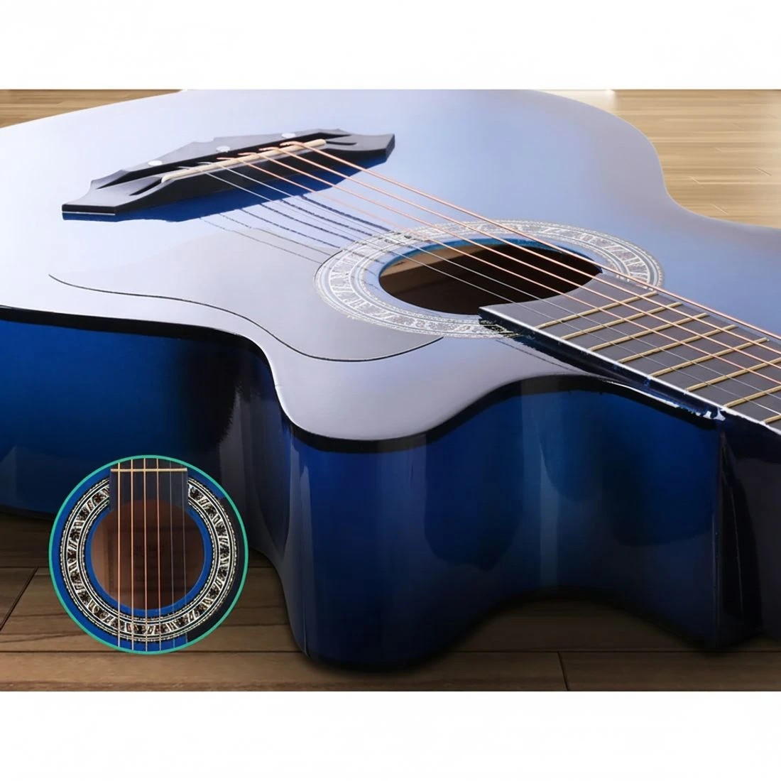 6 Alpha 38 Inch Acoustic Guitar Wooden Body Steel String w/ Stand - Multi, 6 of 7