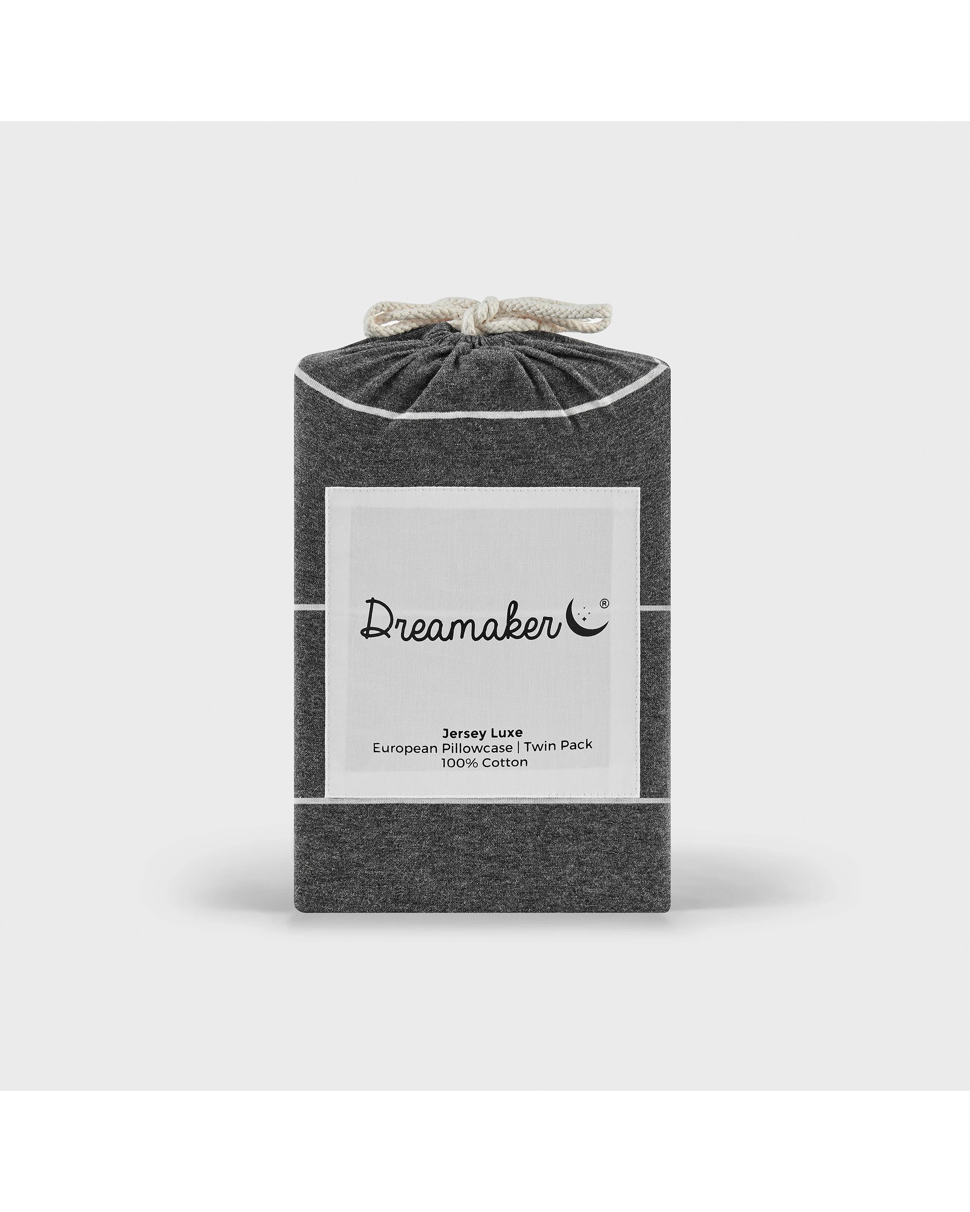 7 Dreamaker Jersey Luxe 100% Cotton Reversible European Pillowcase Twin Pack - Charcoal, 7 of 7