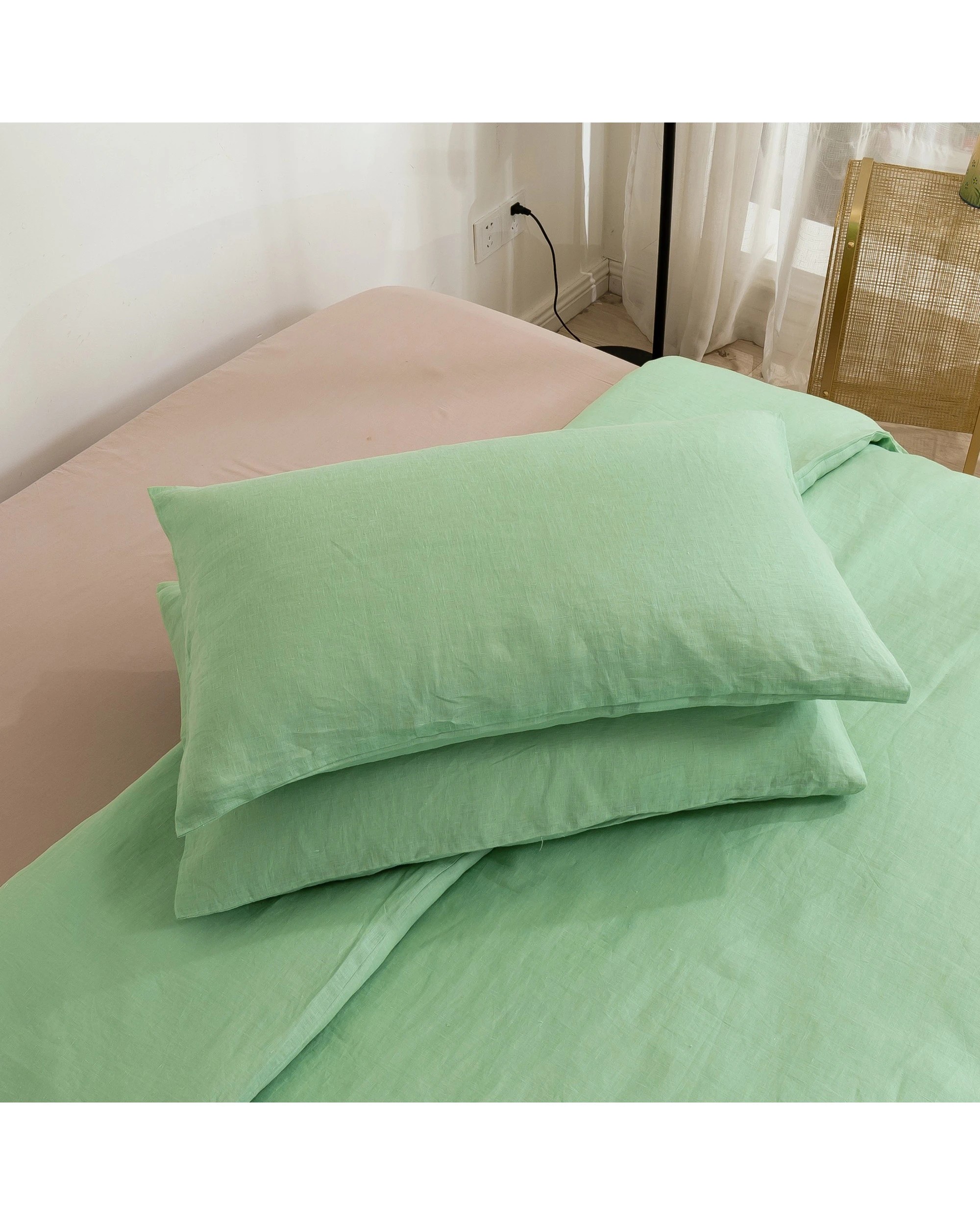 9 Natural Home 100% European Flax Linen Sheet Set - Single Bed - Sage, 9 of 10