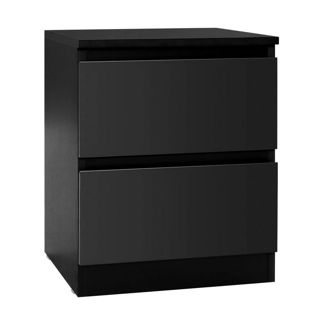 1 Artiss Bedside Table 2 Drawers Nightstand Bedroom Storage Compact Design Space Saving Modern Decor Easy Assembly - Black, 1 of 5