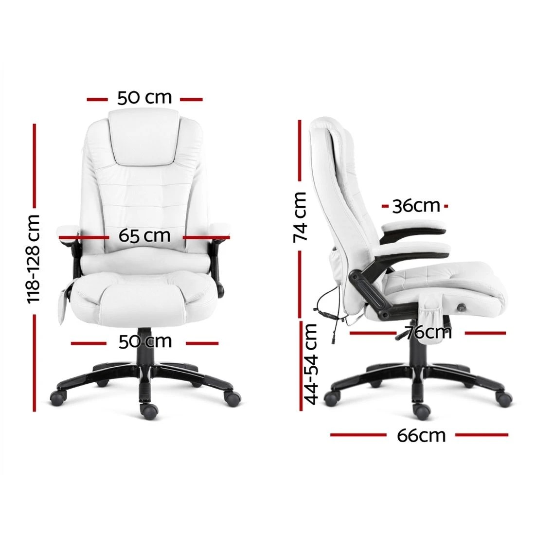 2 Artiss 8 Point Massage Office Chair Heated Seat Recliner - White, 2 of 10