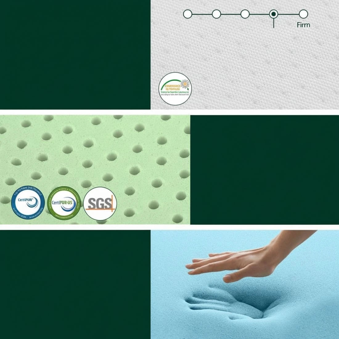 6 Giselle 20cm Memory Foam Mattress Green Tea Queen - Queen Bed - White, 6 of 7