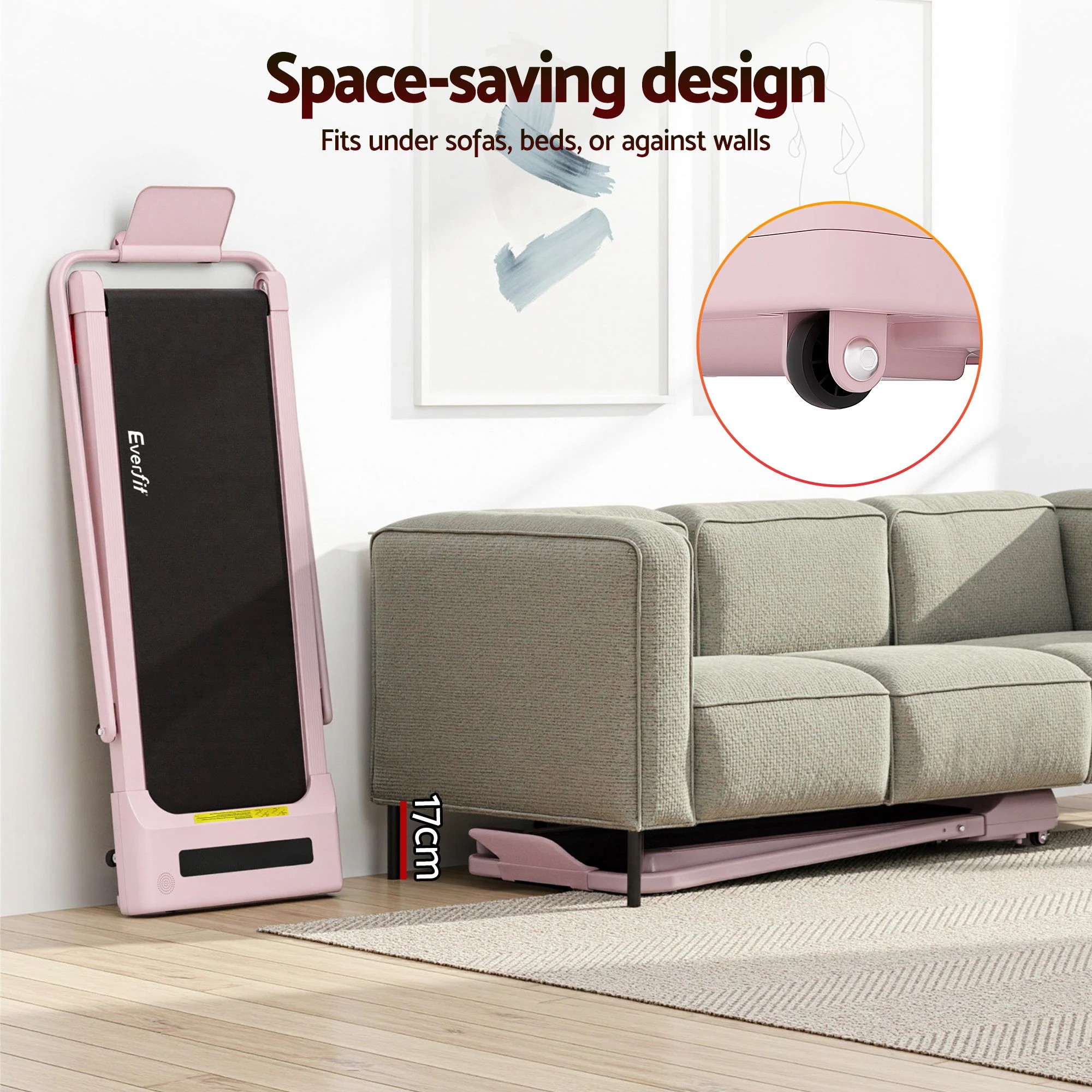 10 Everfit Treadmill Electric Walking Pad Incline Under Desk 380mm - Pink, 10 of 10