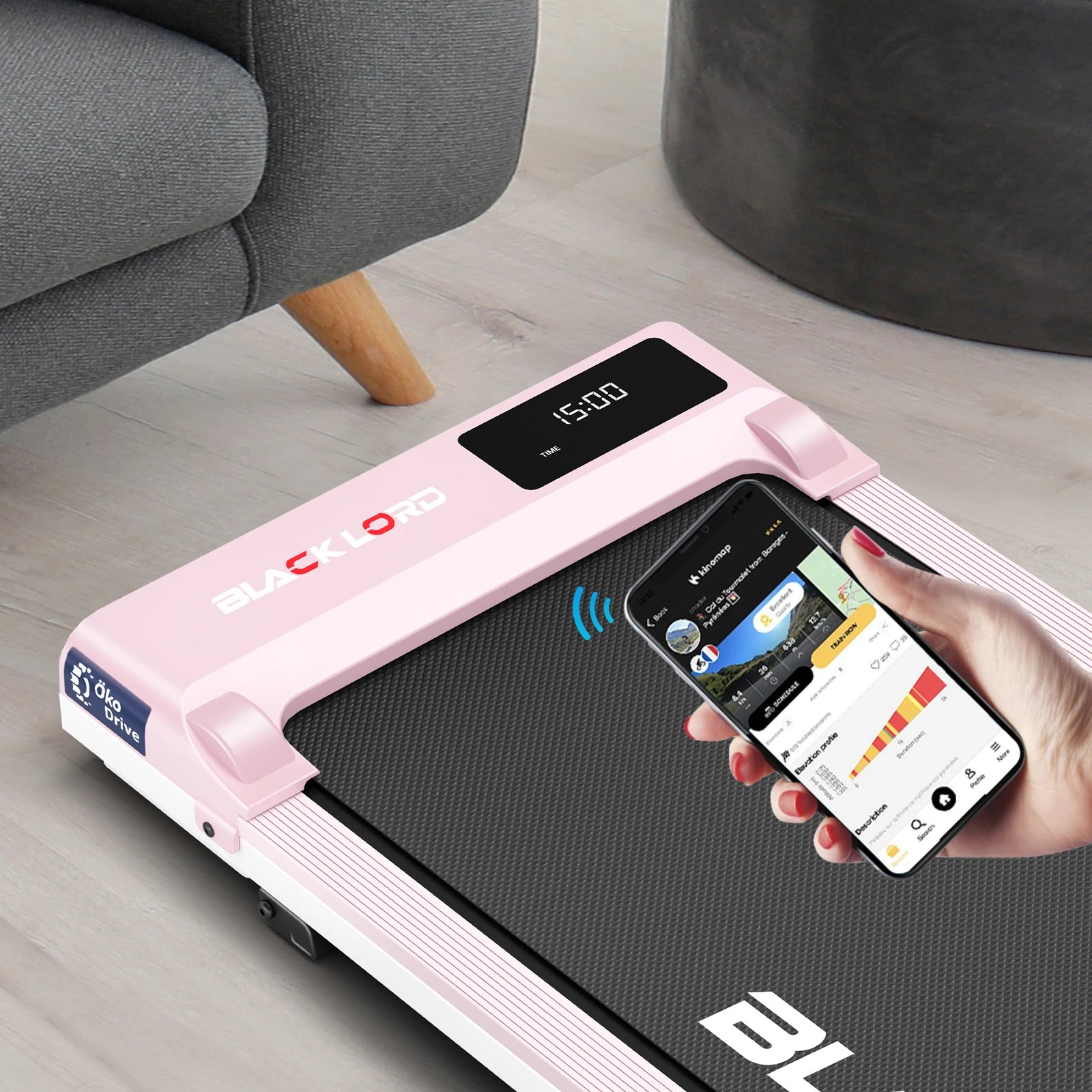 2 Black Lord Treadmill Electric Walking Pad Under Desk Home Gym Incline - Pink, 2 of 10