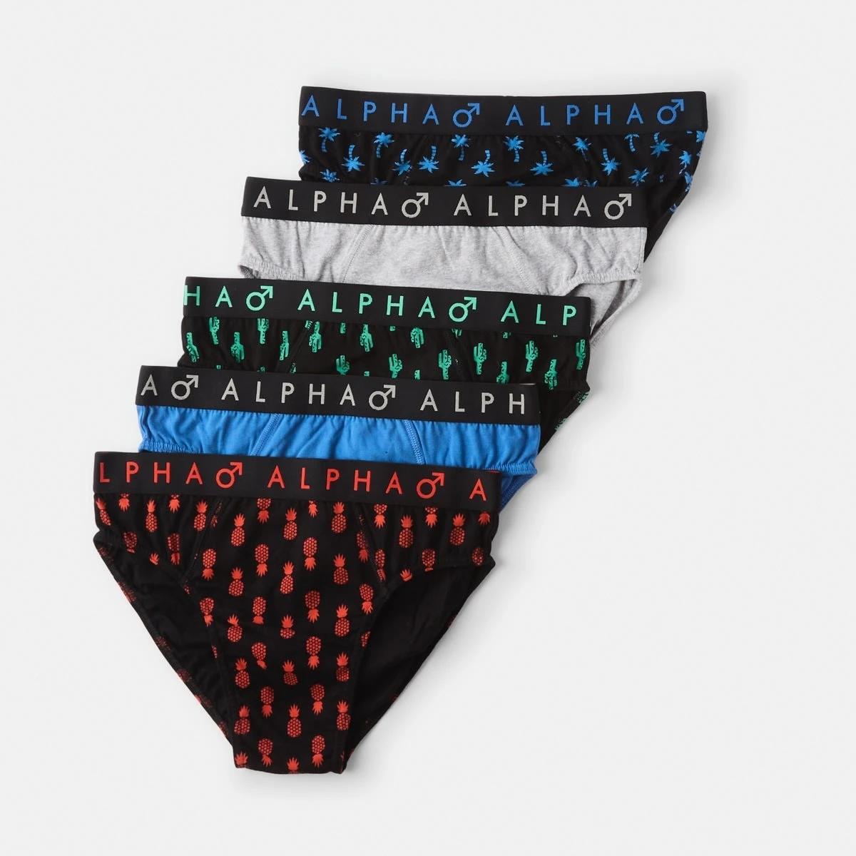 1 5 Pack Printed Briefs Icons Tropical, 1 of 10