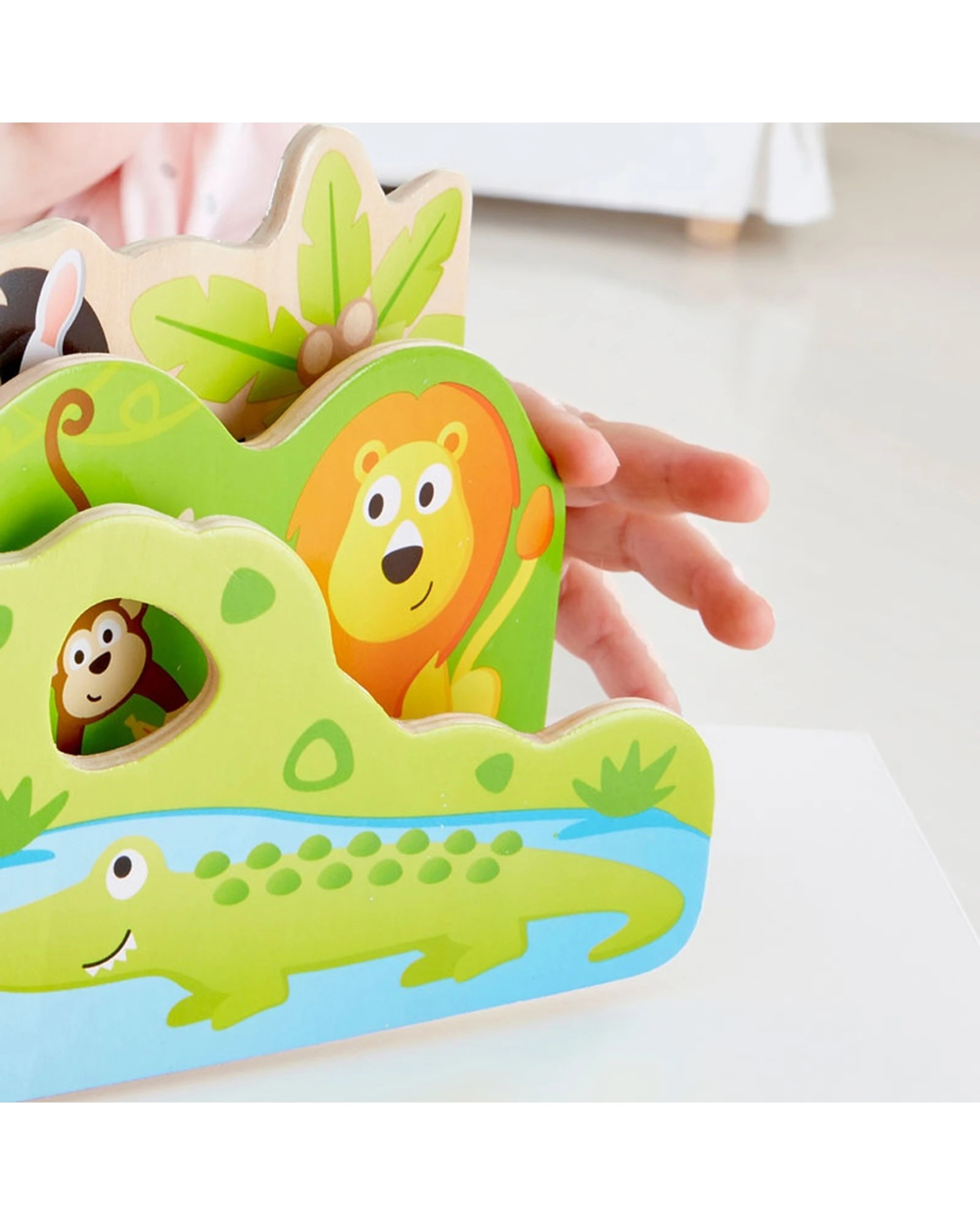 4 Hape Baby's Wild Animal Wooden Book Safe To Chew 16x12.5cm For Toddlers - Multi, 4 of 4