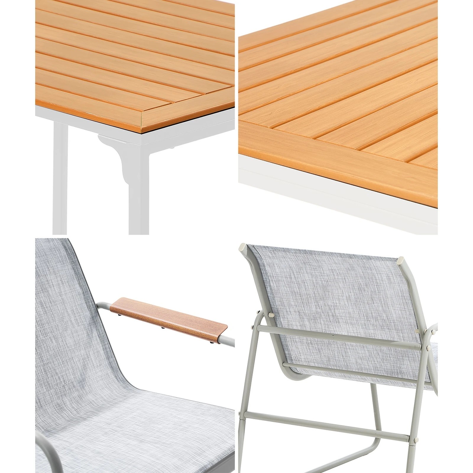 5 Livsip 6 Seater Outdoor Dining Set Patio Table Chairs Textilene Furniture - Multi, 5 of 8