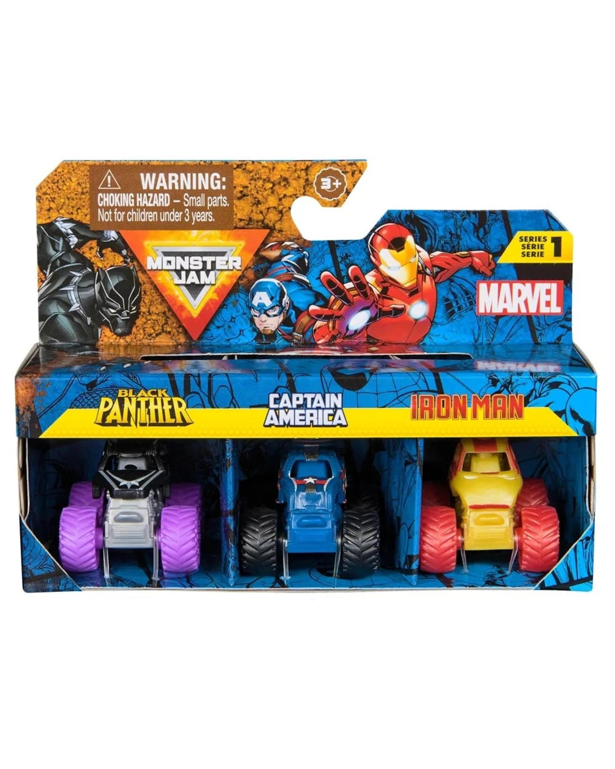 1 Monster Jam Mini's Marvel 3 Pack Bundle - Black Panther/Captain America/Iron Man, 1 of 9