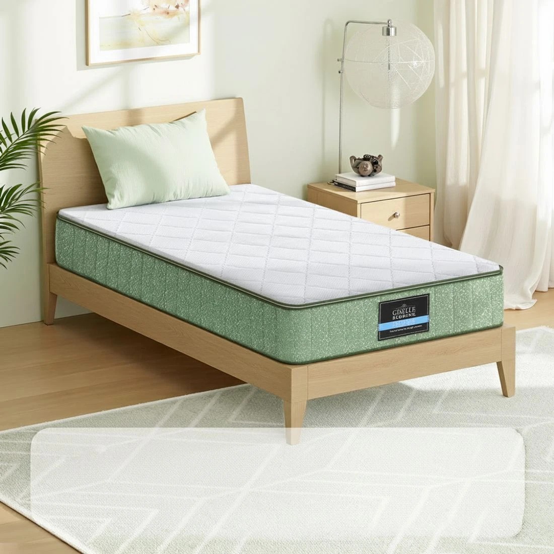4 Giselle 25cm Memory Foam Mattress Dual Layer Zipper Cover Cool Charcoal Foam Mattresses - King Single Bed - Green, 4 of 10