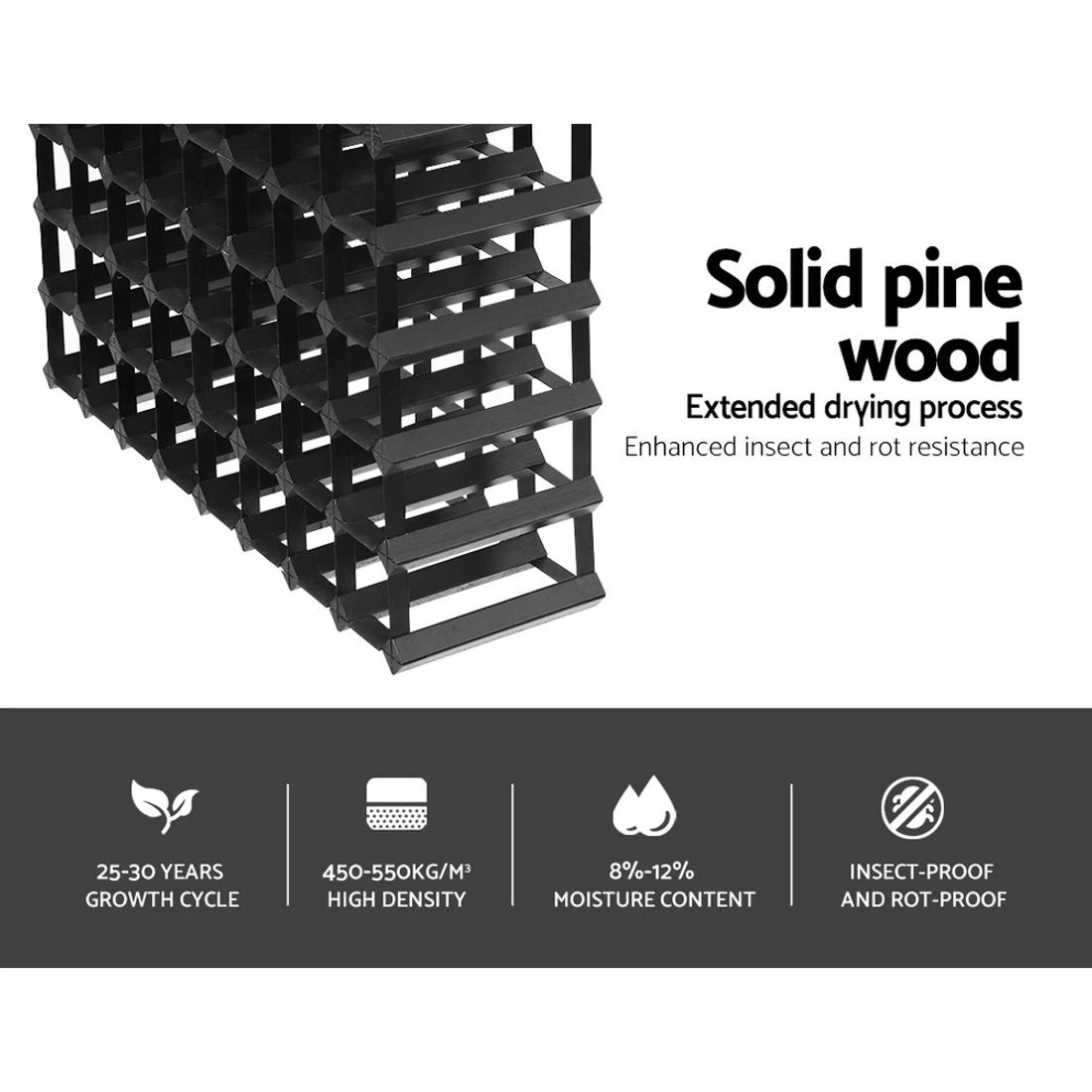 4 Artiss Wine Rack 72 Bottle - Black, 4 of 5