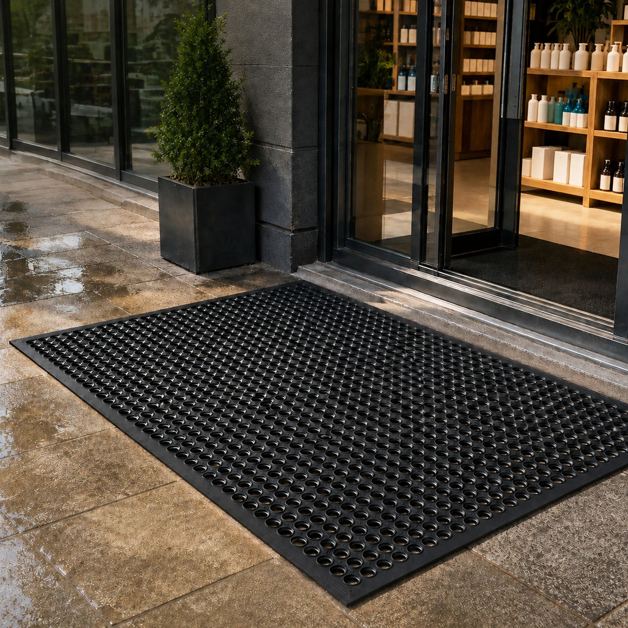 7 Marlow Anti Fatigue Mat Non Slip for Rubber Floor Draining Entry Door,Black, 7 of 8