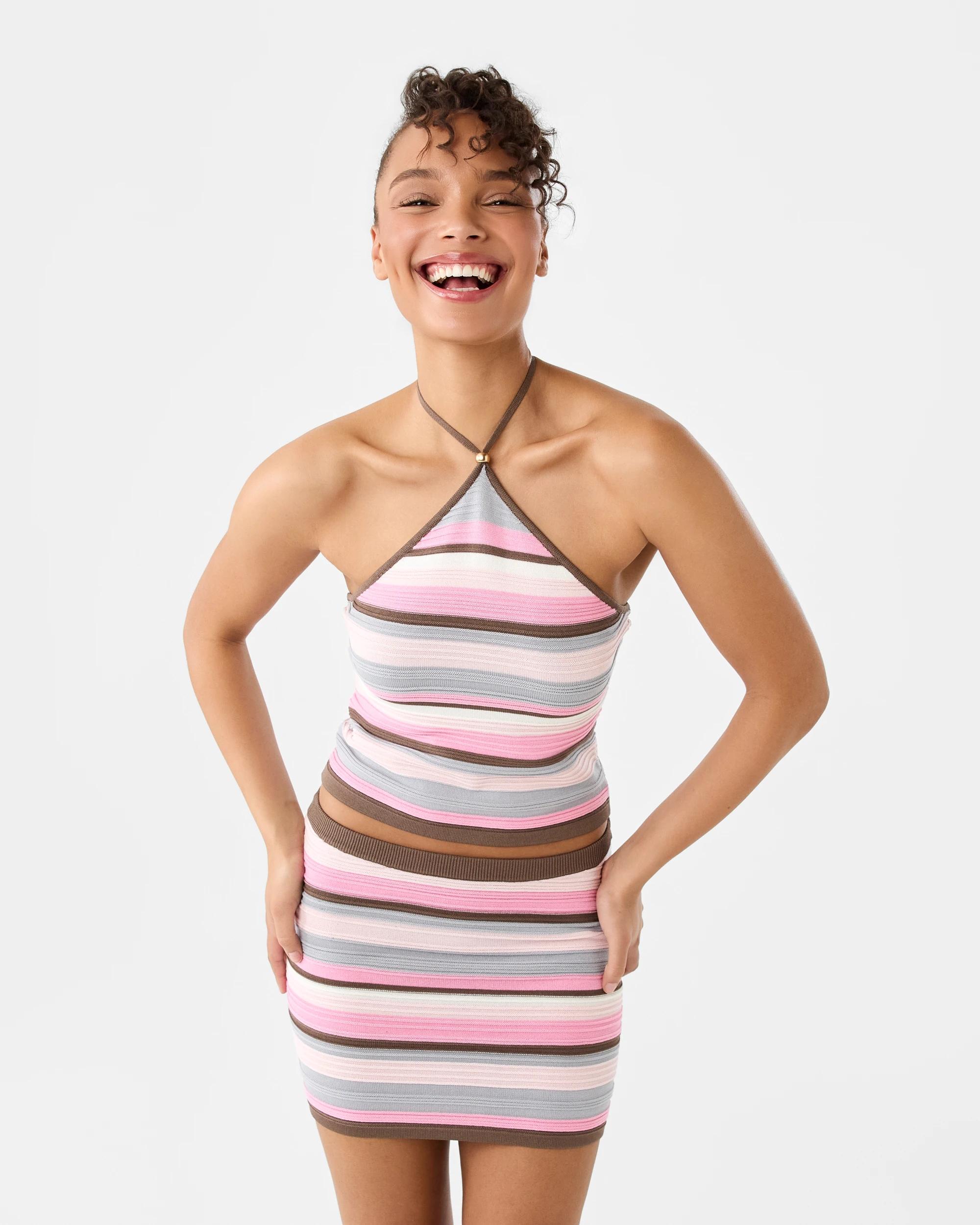3 Sleeveless Knit Halter Top Pnk Strp, 3 of 6