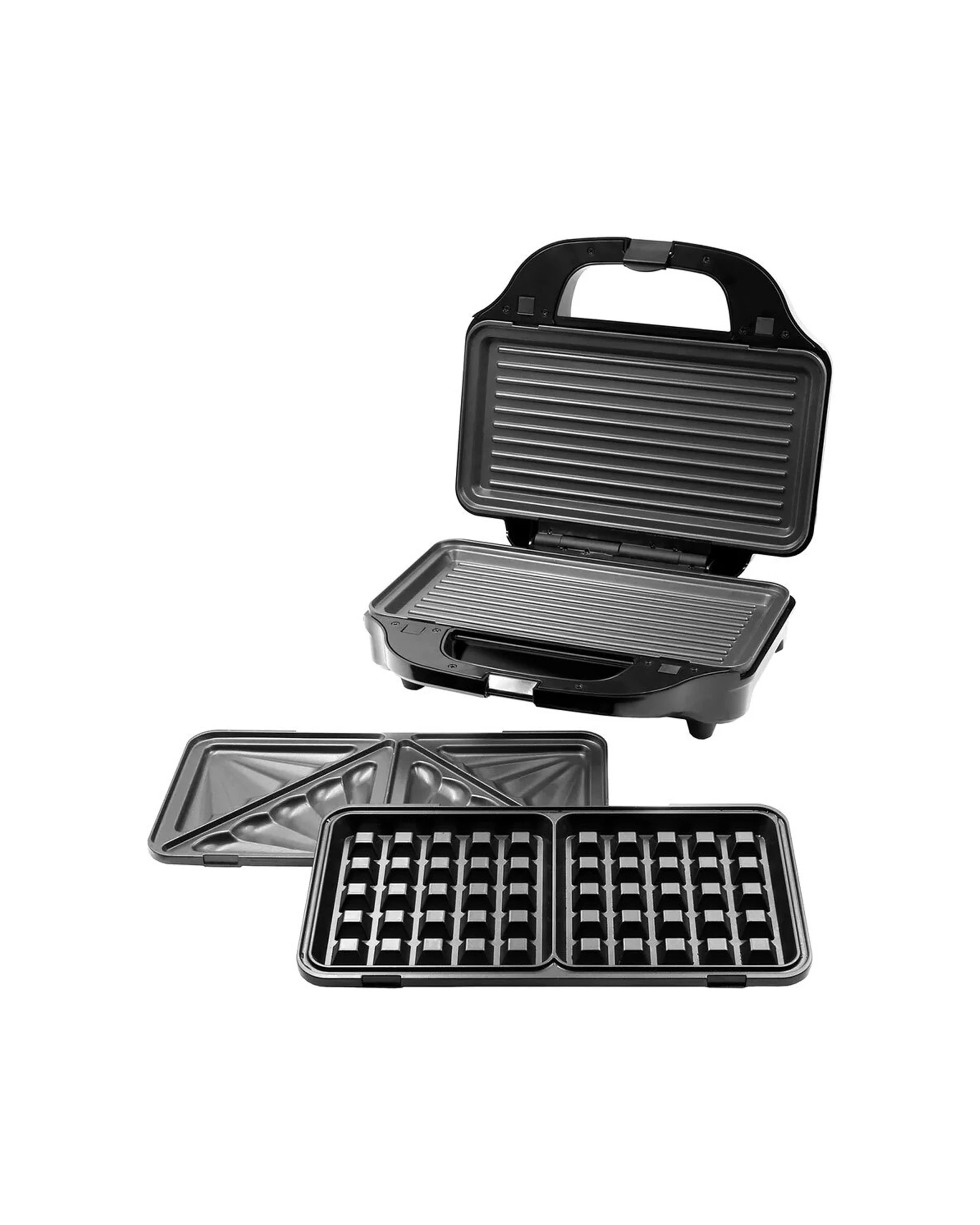 1 Healthy Choice 3 In 1 Stainless Steel Sandwich Press/waffle Maker/grill 900w - Silver, 1 of 8