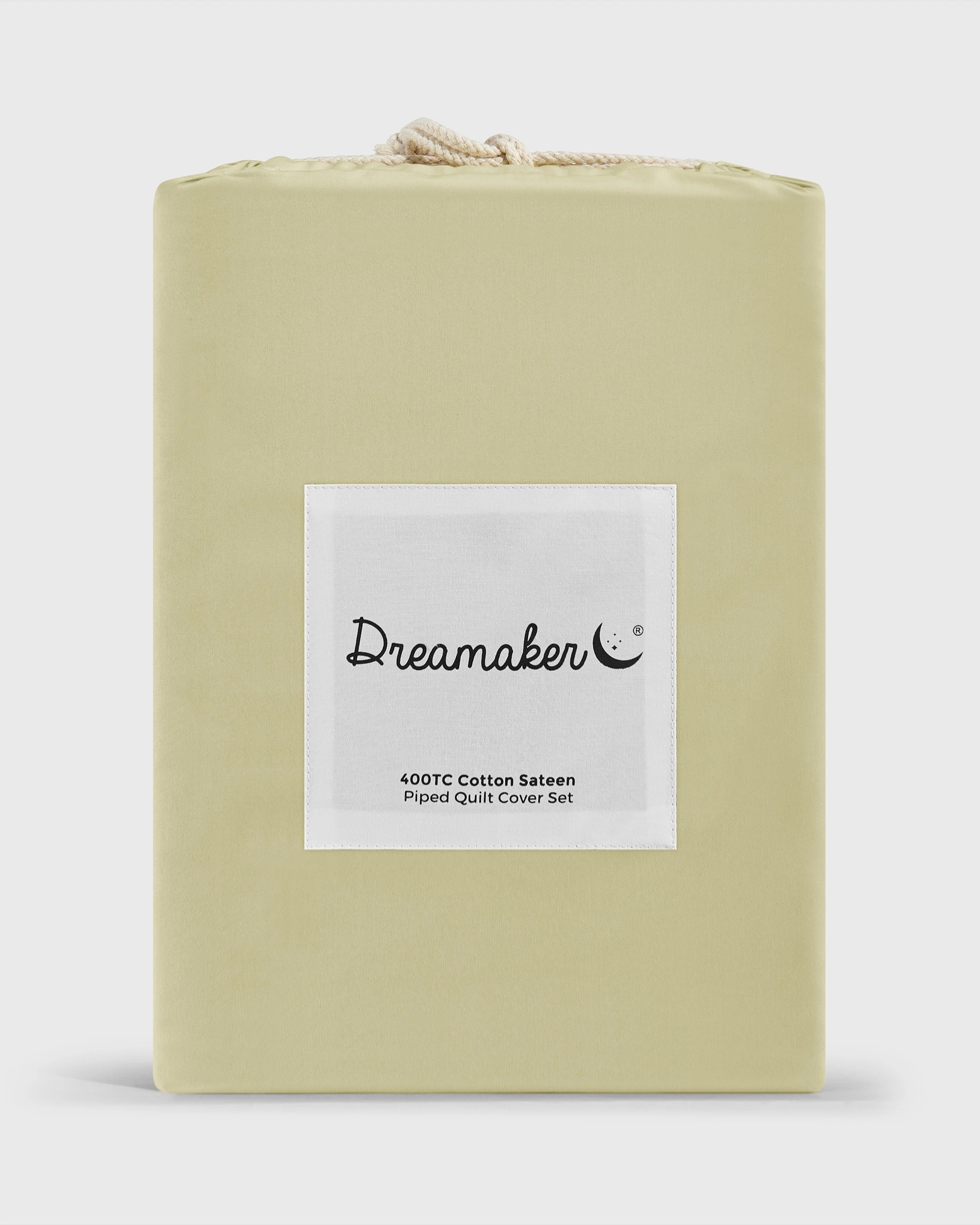 10 Dreamaker 400TC Premium Cotton Sateen Piped Quilt Cover Set - King Single Bed - Citron, 10 of 10