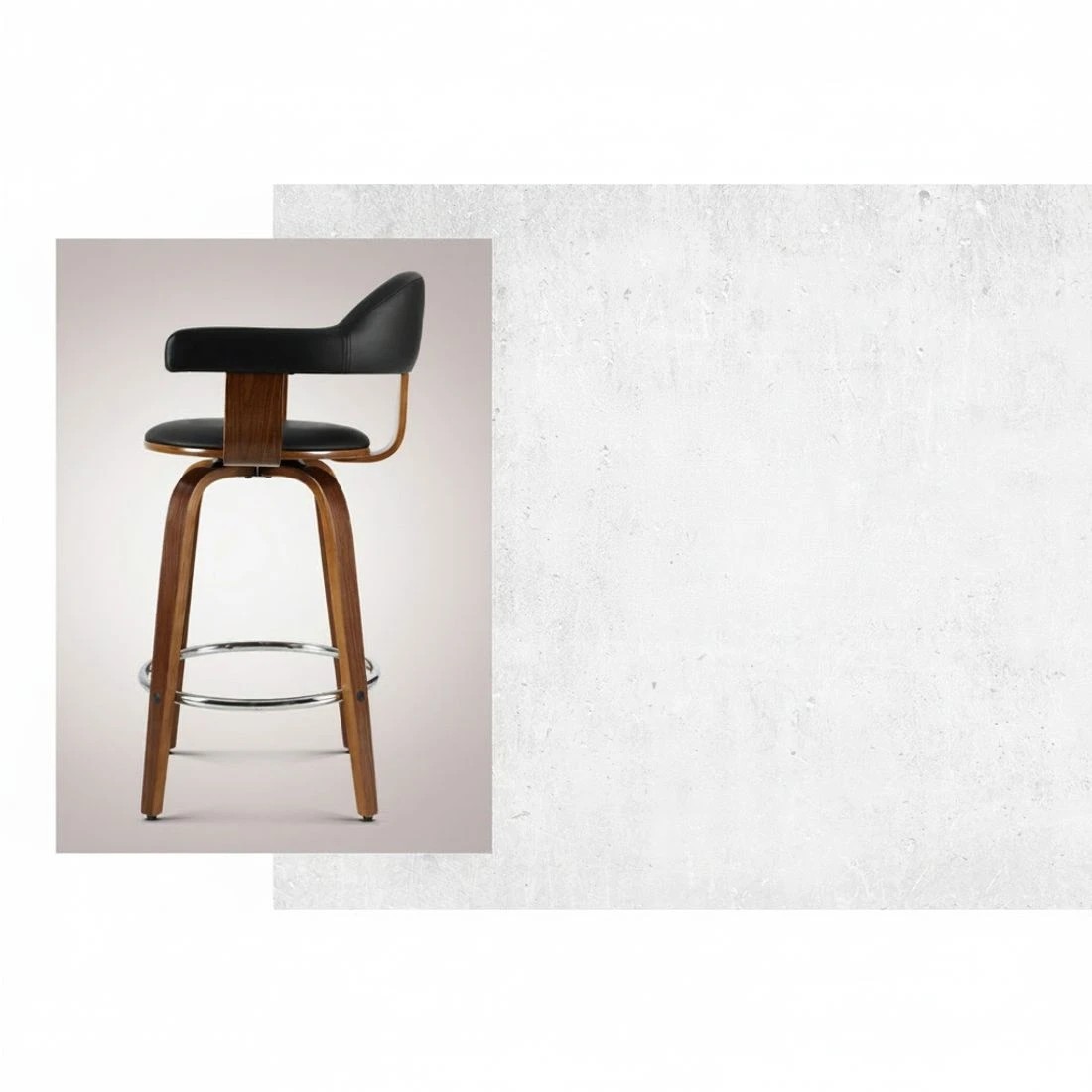 3 Artiss 2x Bar Stools Leather Seat Wooden Legs - Black, 3 of 5