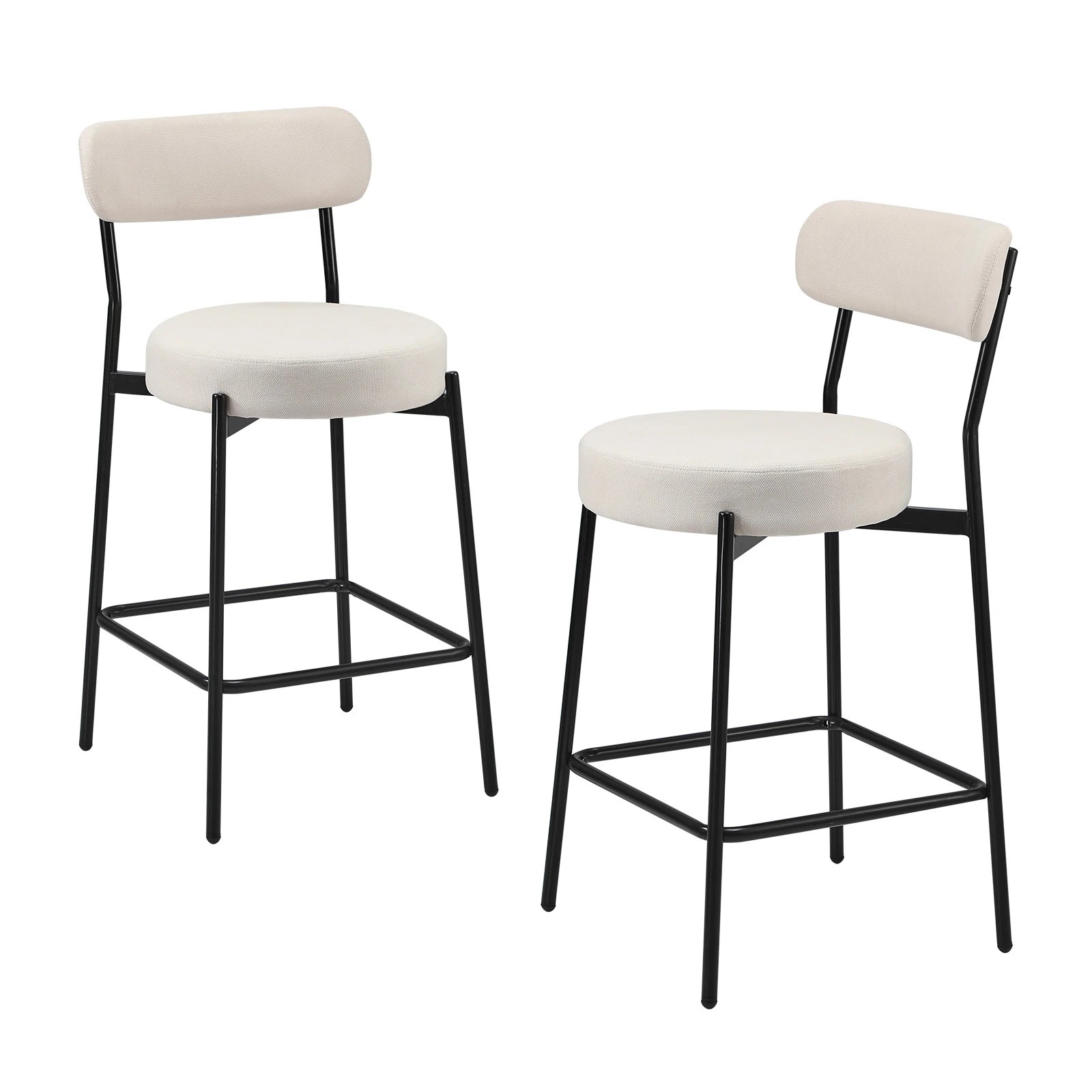 1 Oikiture 2x Bar Stools Kitchen Dining Chairs Counter Stool
 - Beige, 1 of 10