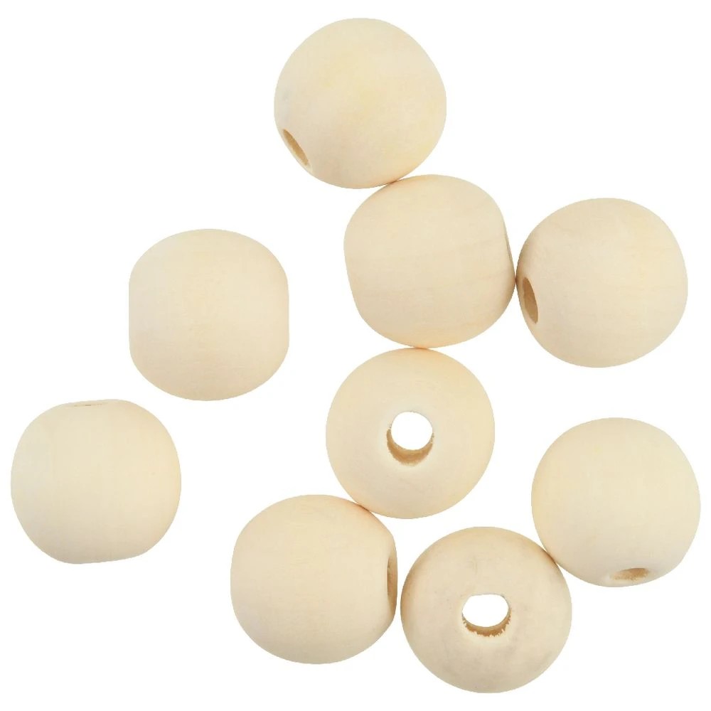 2 Born Round Wooden Beads 18mm Natural 9 Pieces, 2 of 2