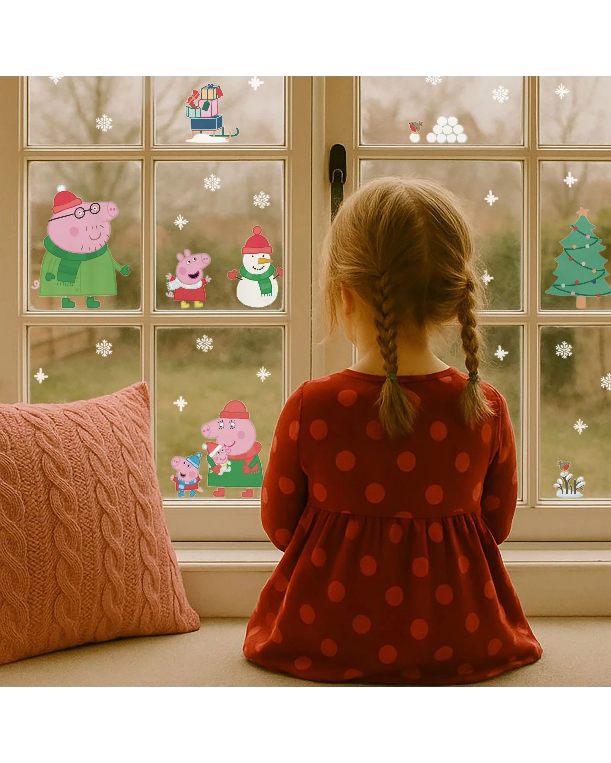 4 Stickerscape A5 Peppa Pig Christmas Reusable Playroom Nursery Window Stickers, 4 of 4