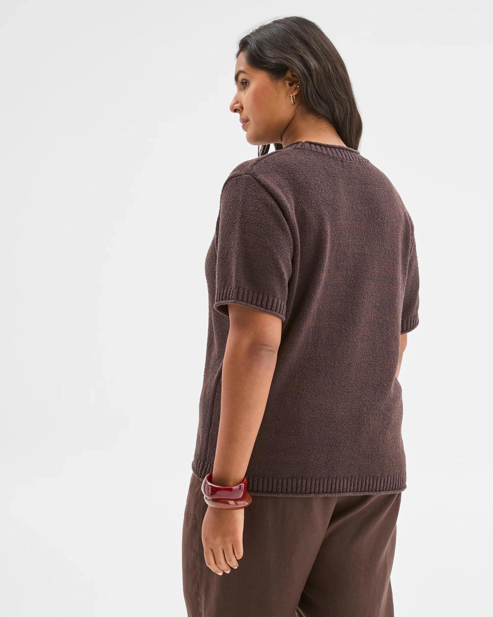 5 Target Plus Size Australian Cotton Blend Mini Boucle Knit Top WINE TRUFFLE, 5 of 5