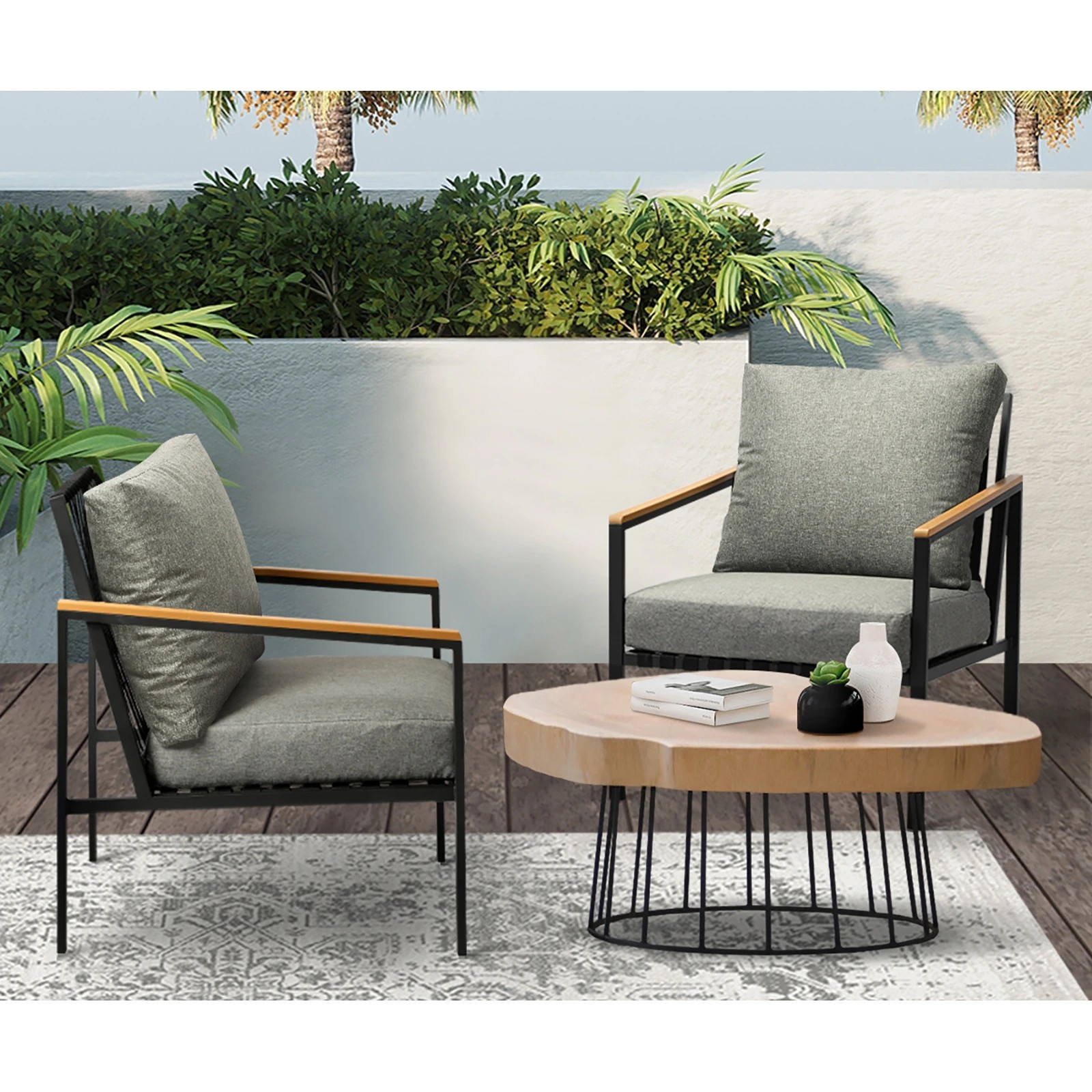 9 Livsip Outdoor Lounge Dining Chairs Patio Furniture Lounge Setting Set Of 2
 - Multi, 9 of 10