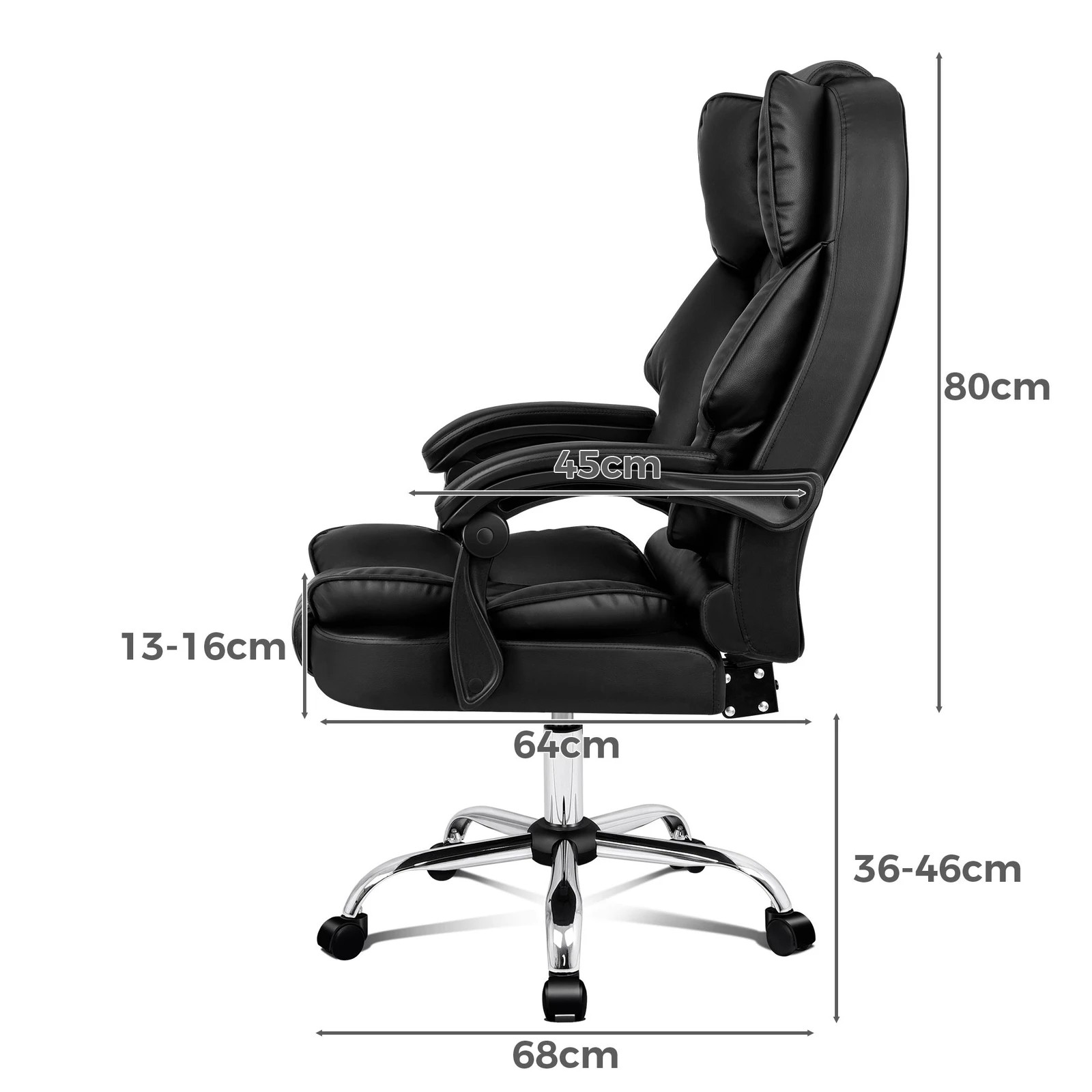3 Alfordson Office Chair Gaming Executive Computer Racer PU Leather Seat Recliner - Black, 3 of 10