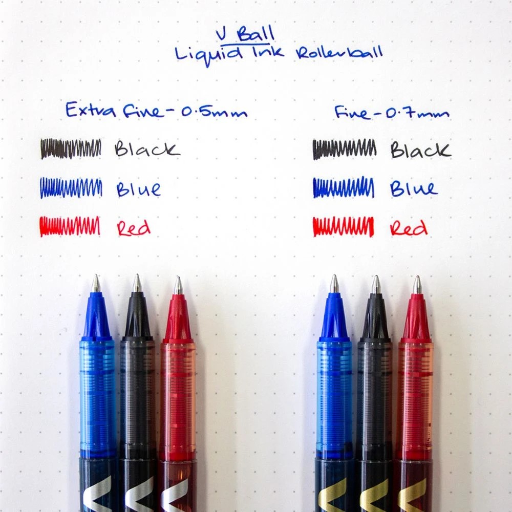 4 PILOT V Rollerball Pen 0.7mm Black 3 Pack, 4 of 6